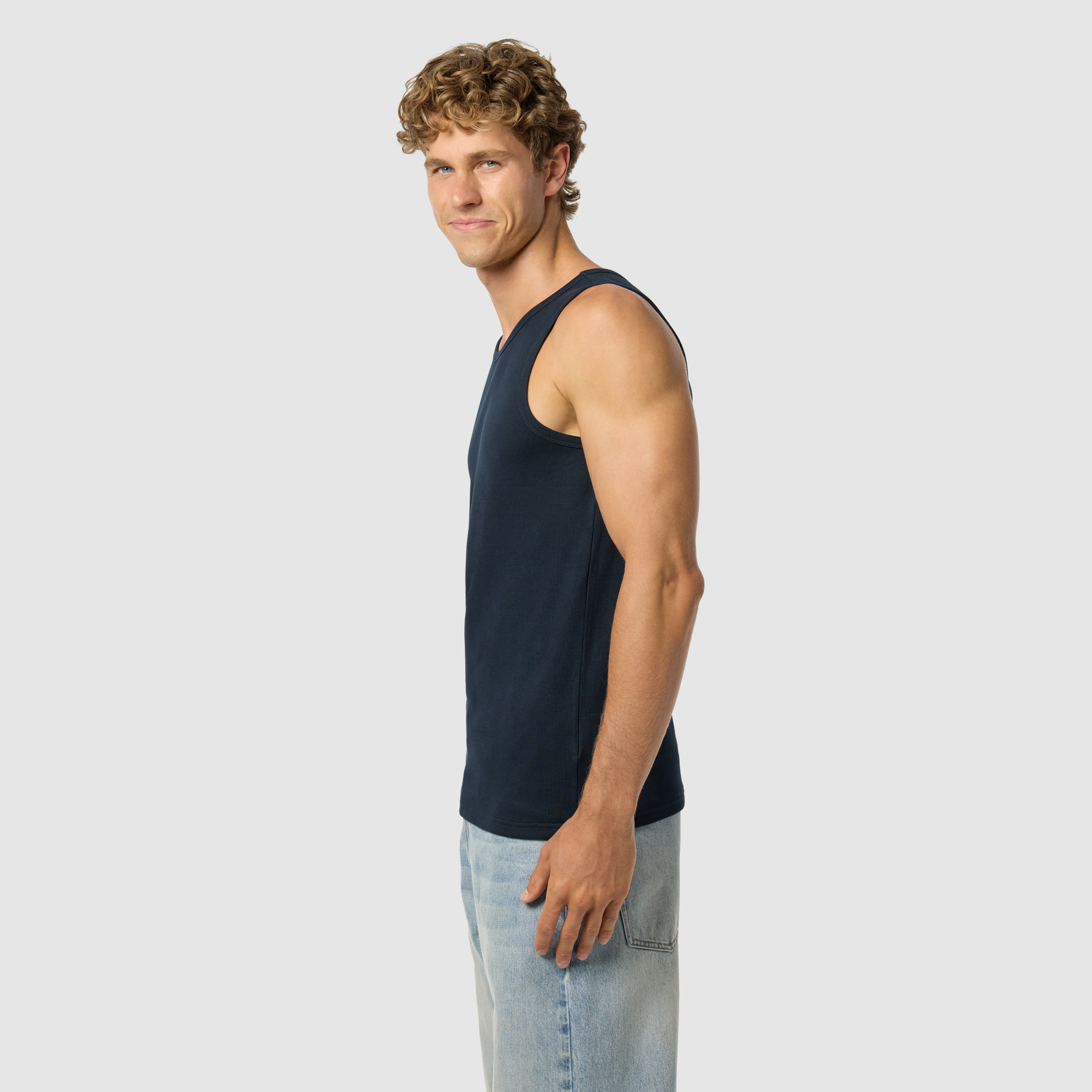 Navy Rib Singlet