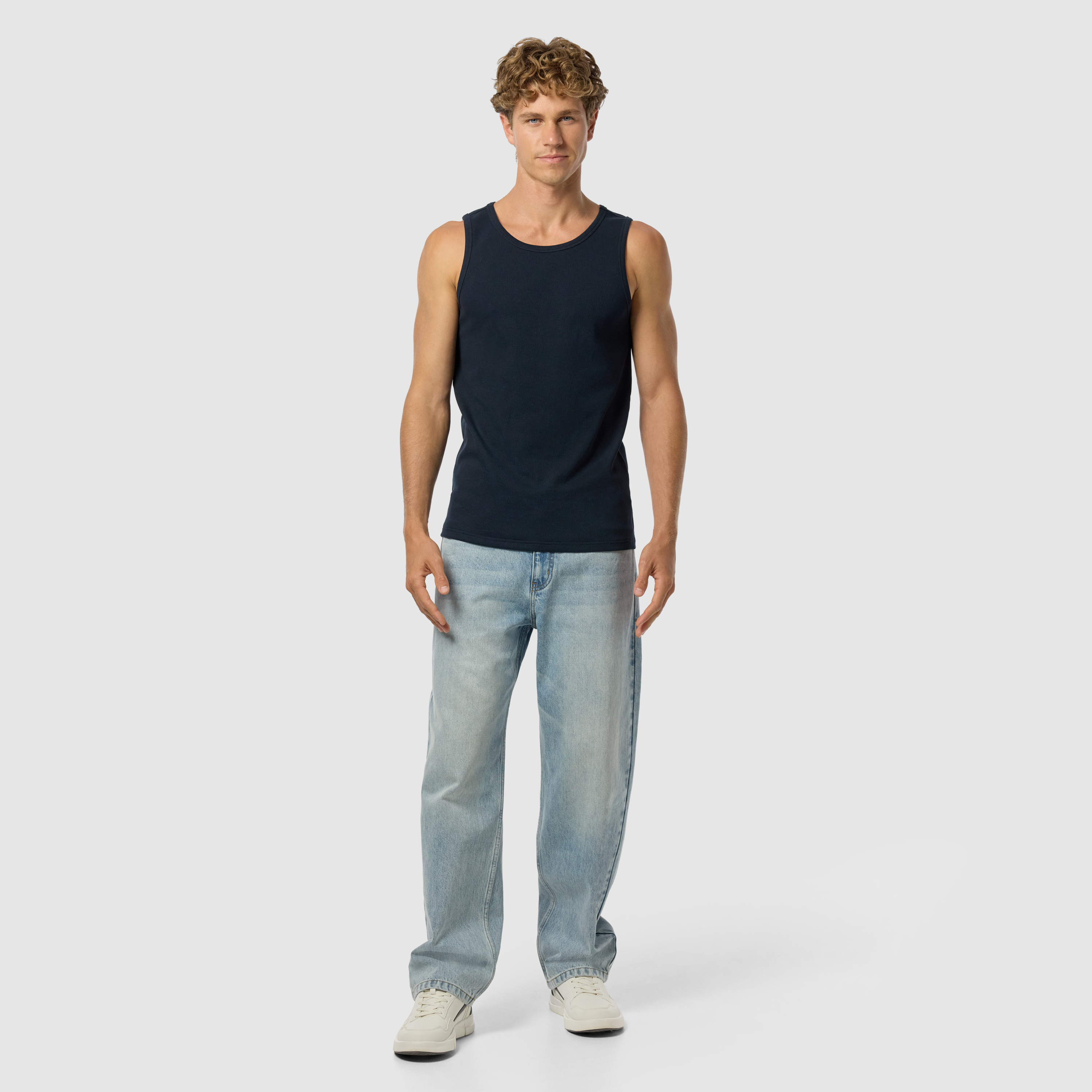 Navy Rib Singlet