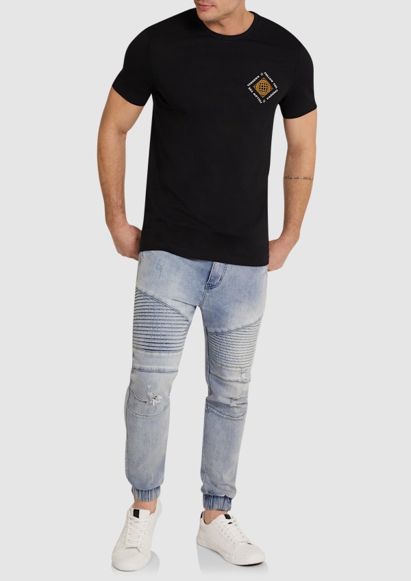 Black Putney Longline Crew Neck Tee