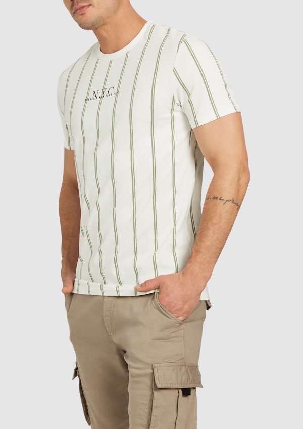 White Drake Stripe Crew Neck Tee