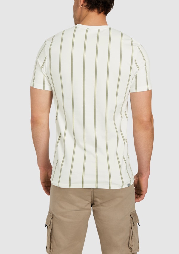 White Drake Stripe Crew Neck Tee