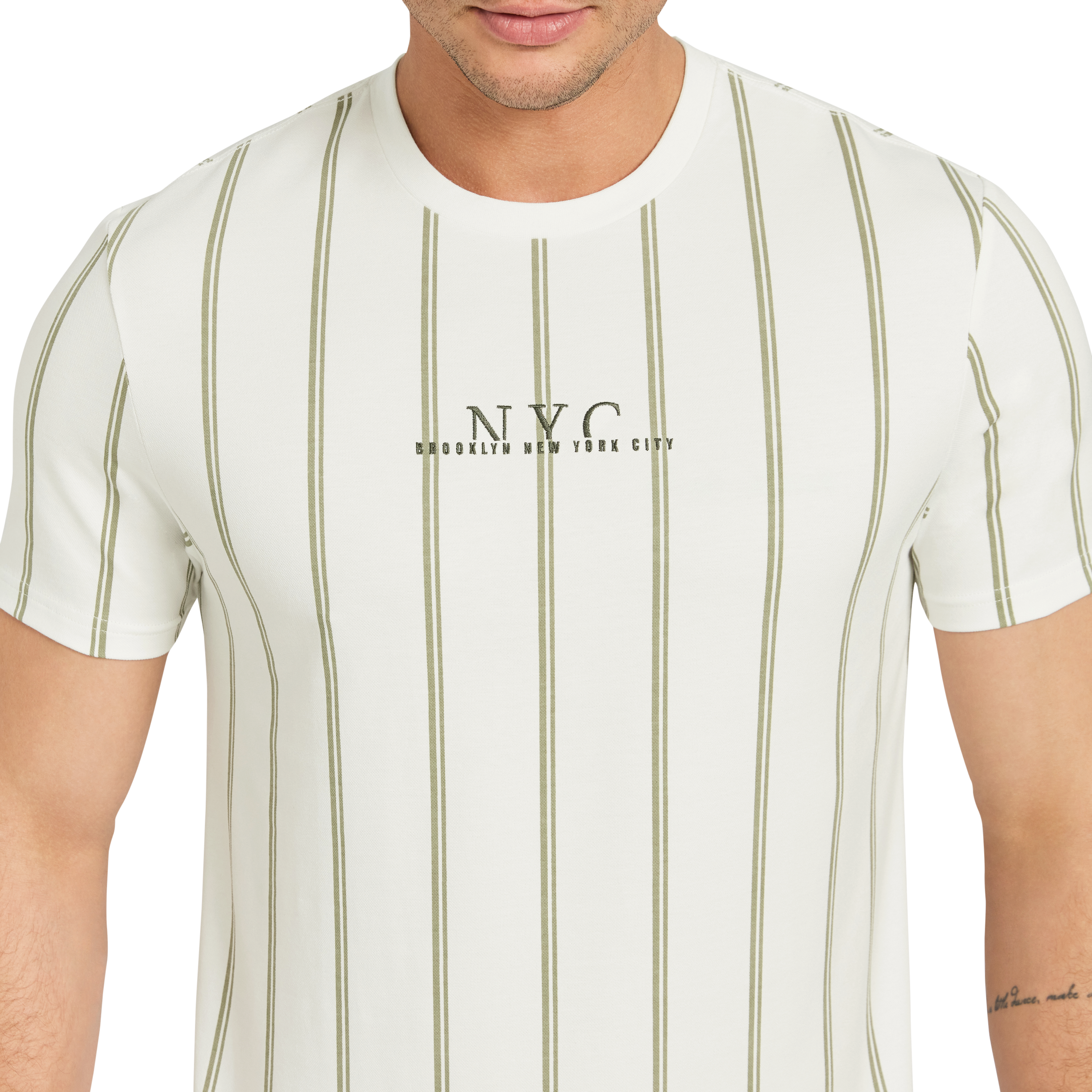 White Drake Stripe Crew Neck Tee