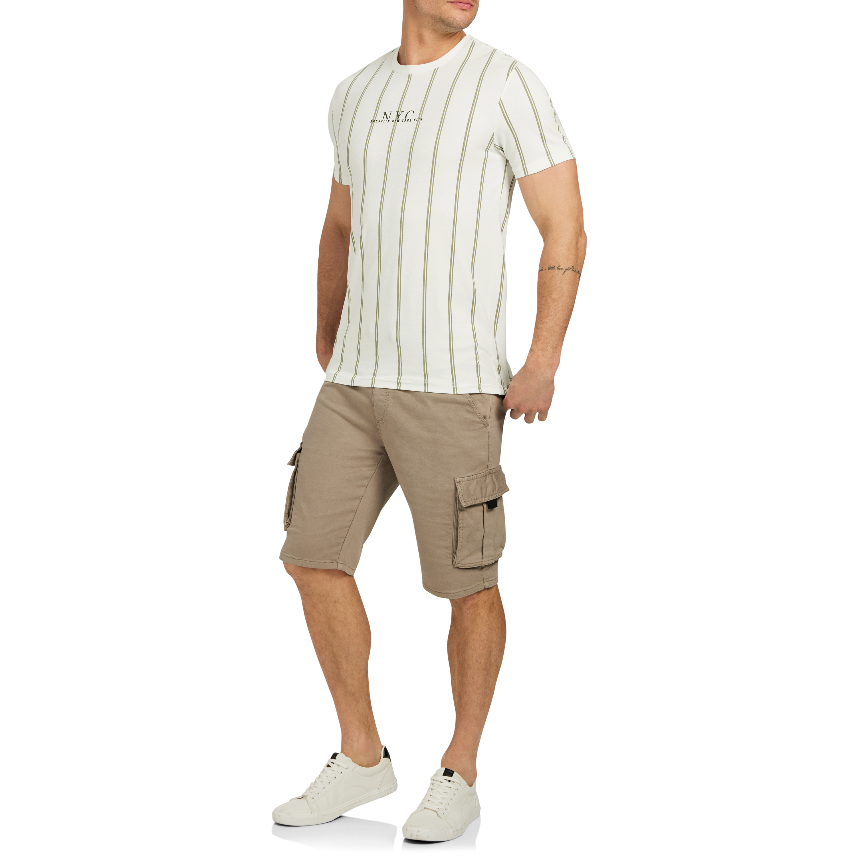 White Drake Stripe Crew Neck Tee