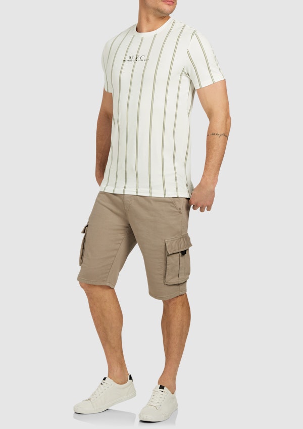 White Drake Stripe Crew Neck Tee