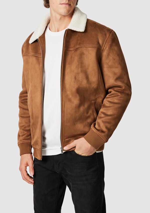 Tan Strand Borg Lined Jacket Look