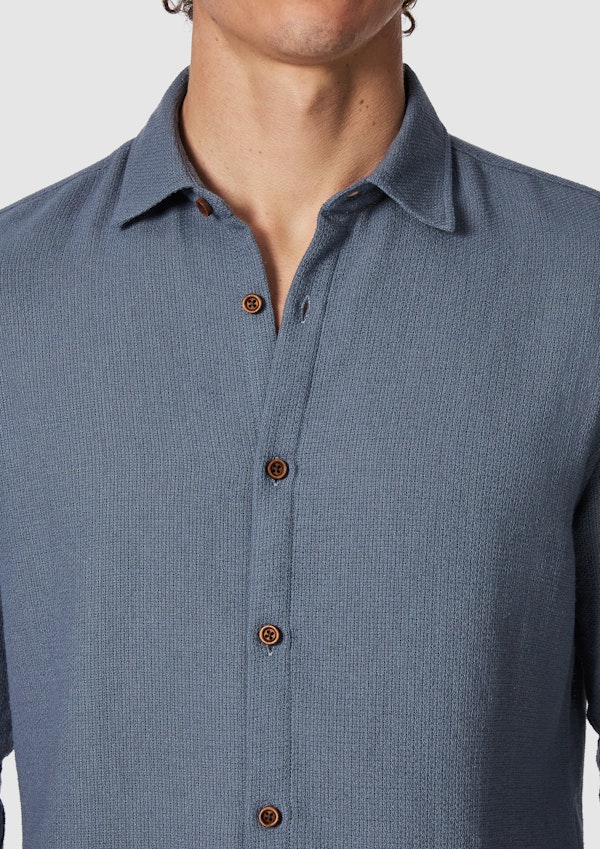 Blue Sekope Textured Casual Shirt