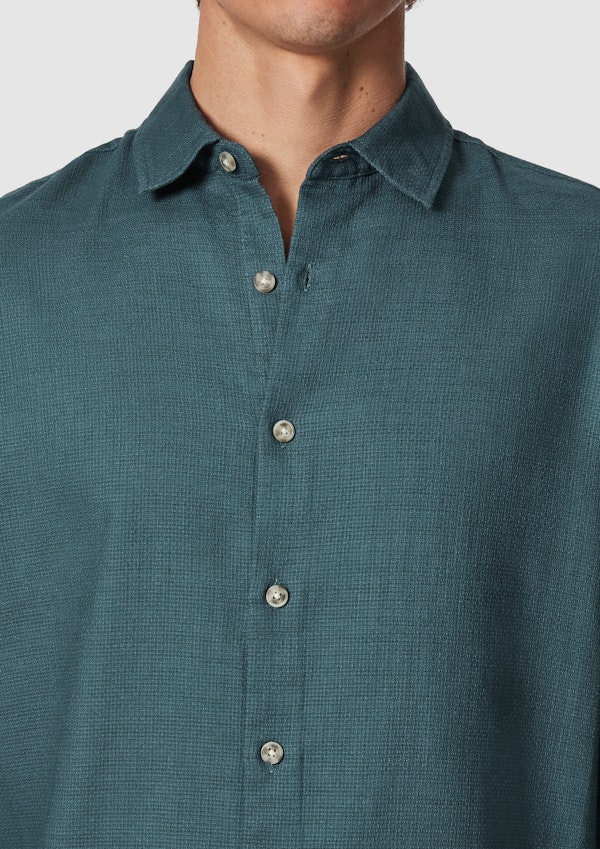 Petrol Blue Florida Slim Casual Shirt
