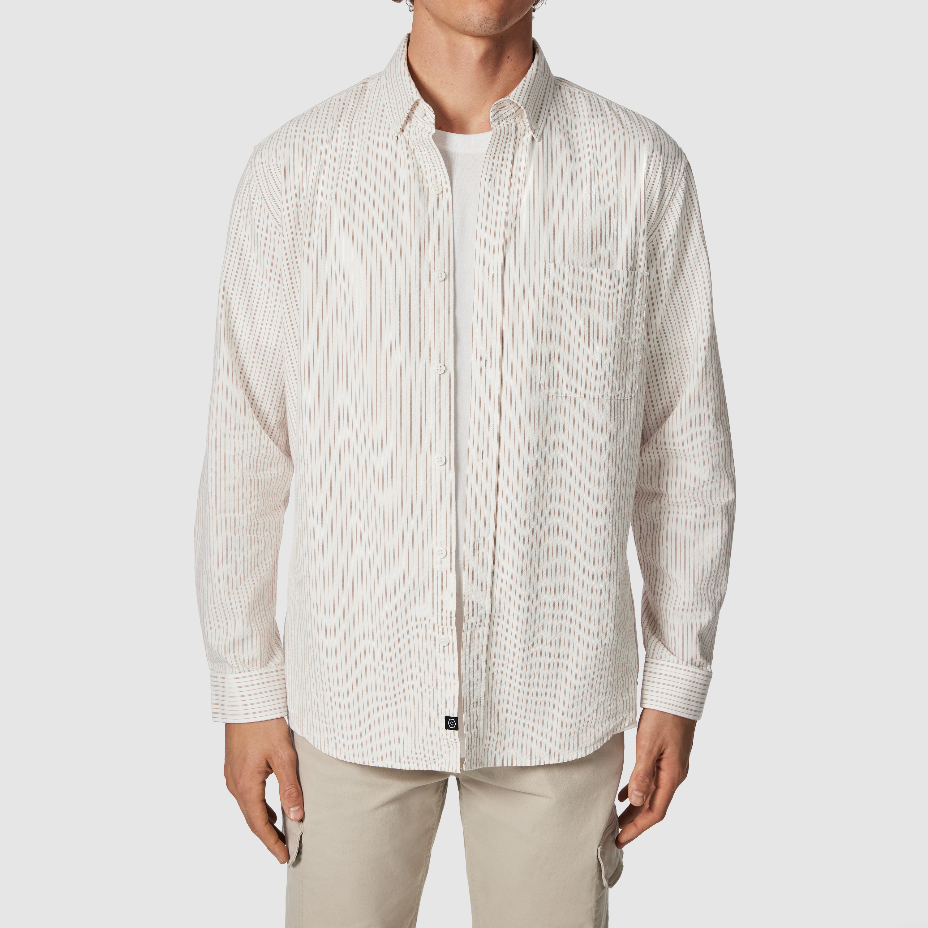 Sand Dan Textured Stripe Casual Shirt
