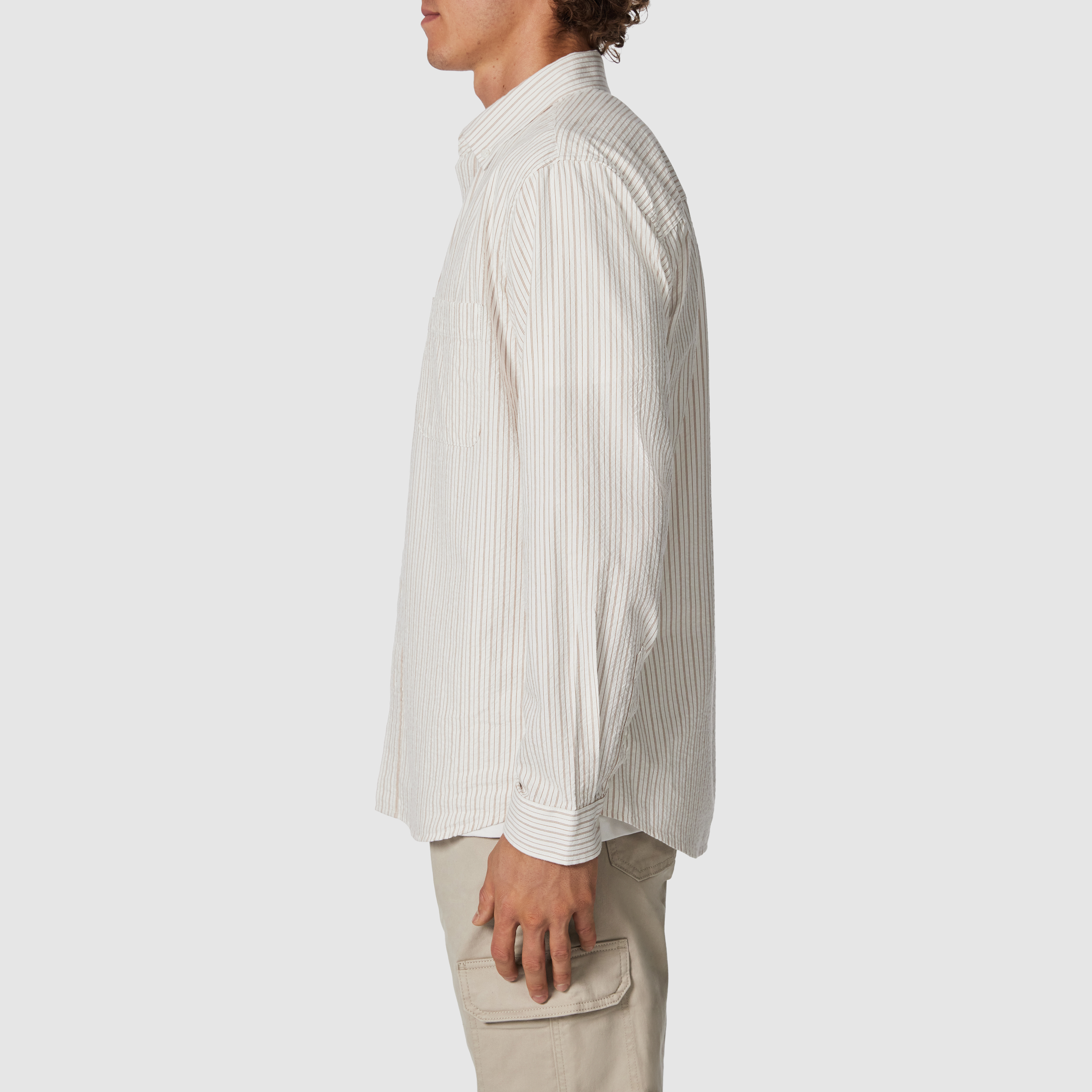 Sand Dan Textured Stripe Casual Shirt