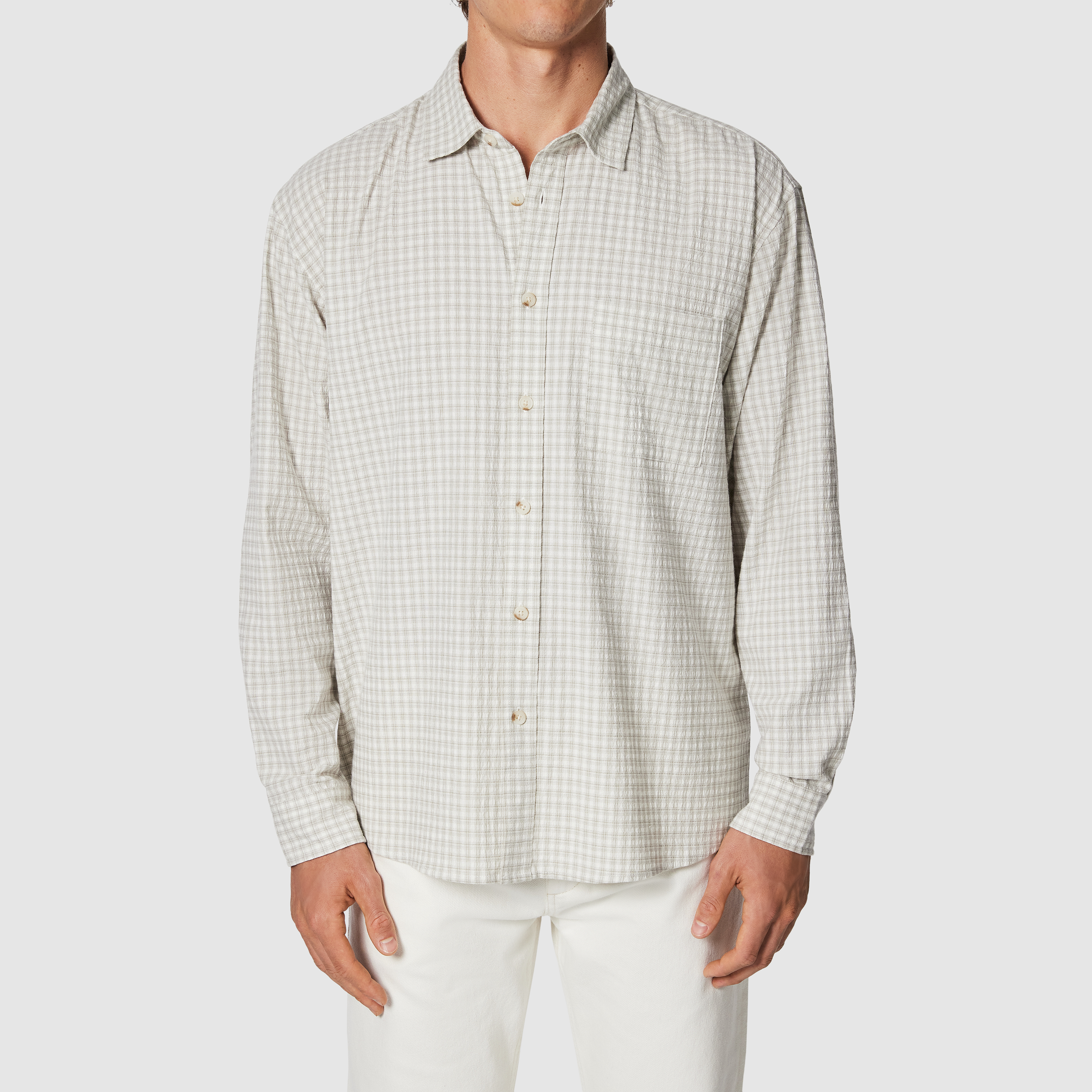 Khaki Green Doug Textured Check Shirt