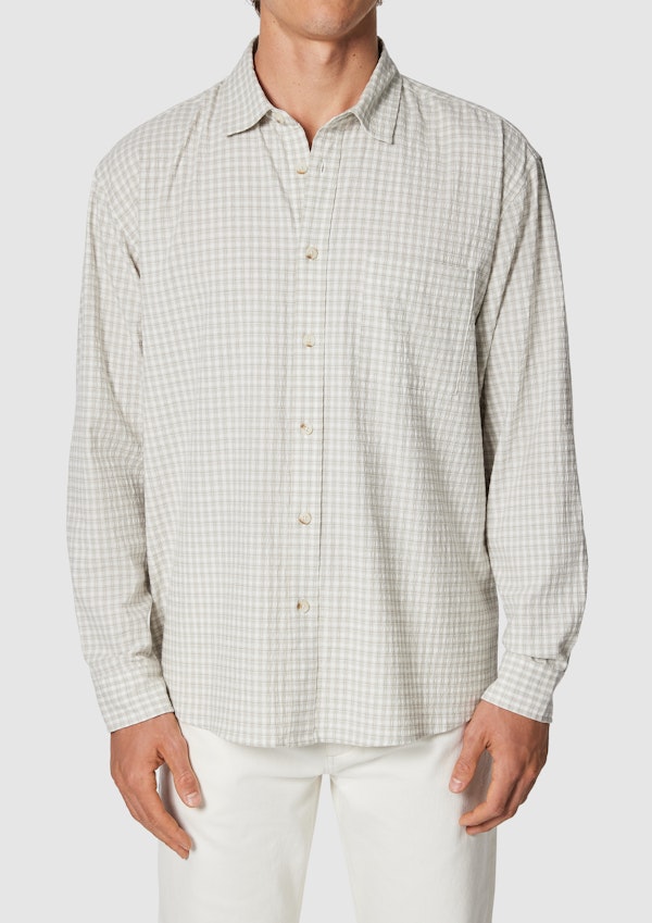 Khaki Green Doug Textured Check Shirt