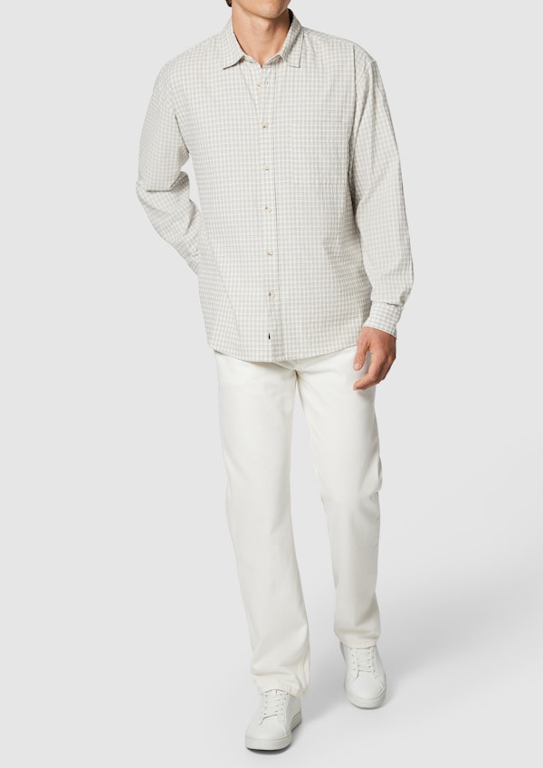 Khaki Green Doug Textured Check Shirt