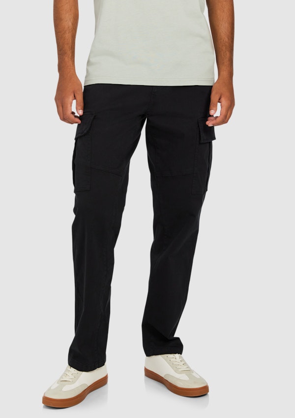 Black Mica Straight Stretch Cargo Pant