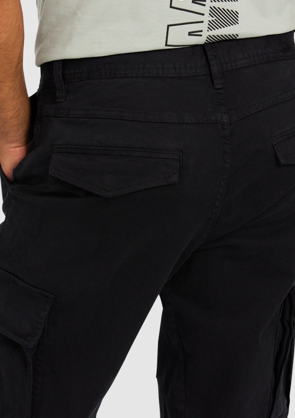 Black Mica Straight Stretch Cargo Pant