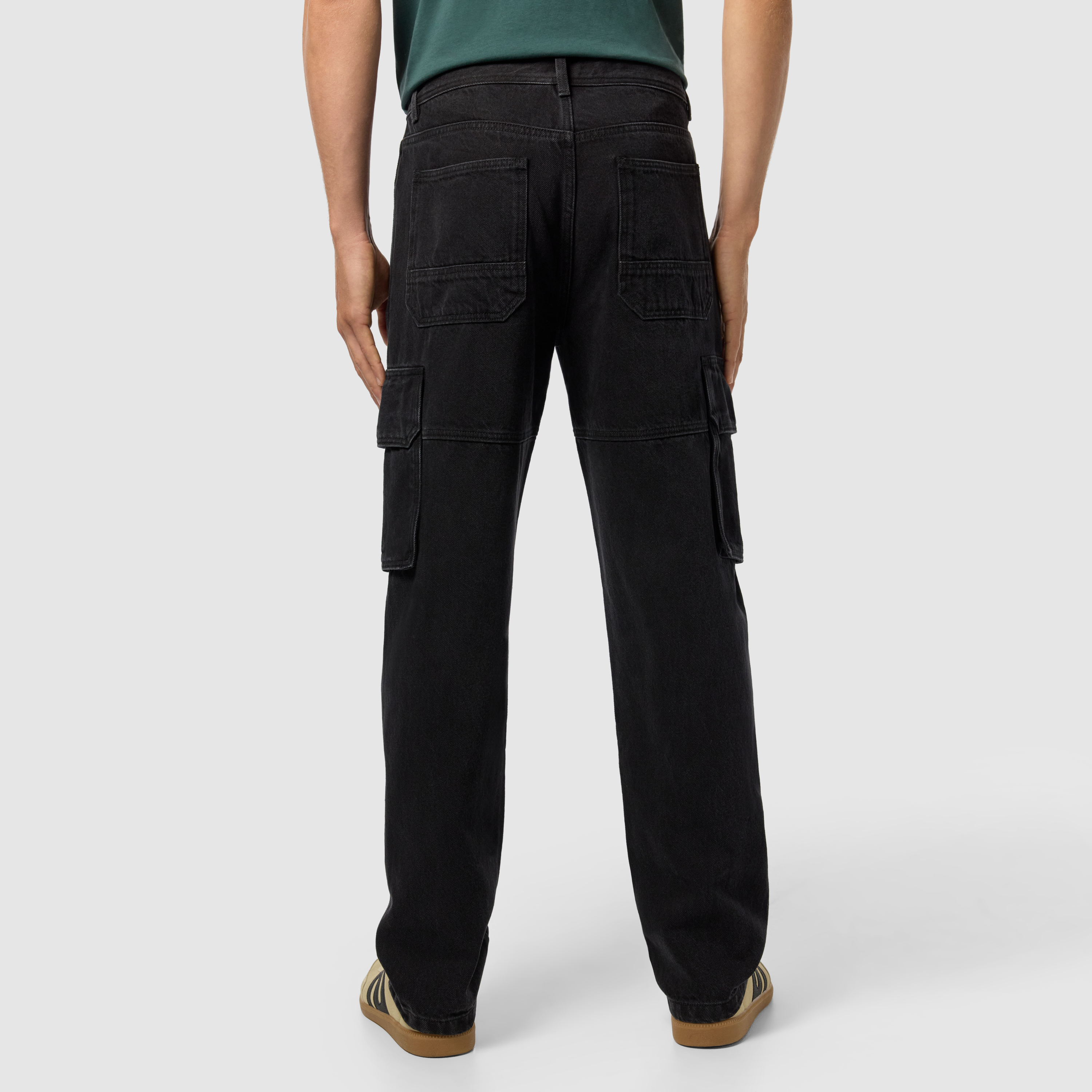 Washed Black Gabe Relaxed Denim Cargo Pant