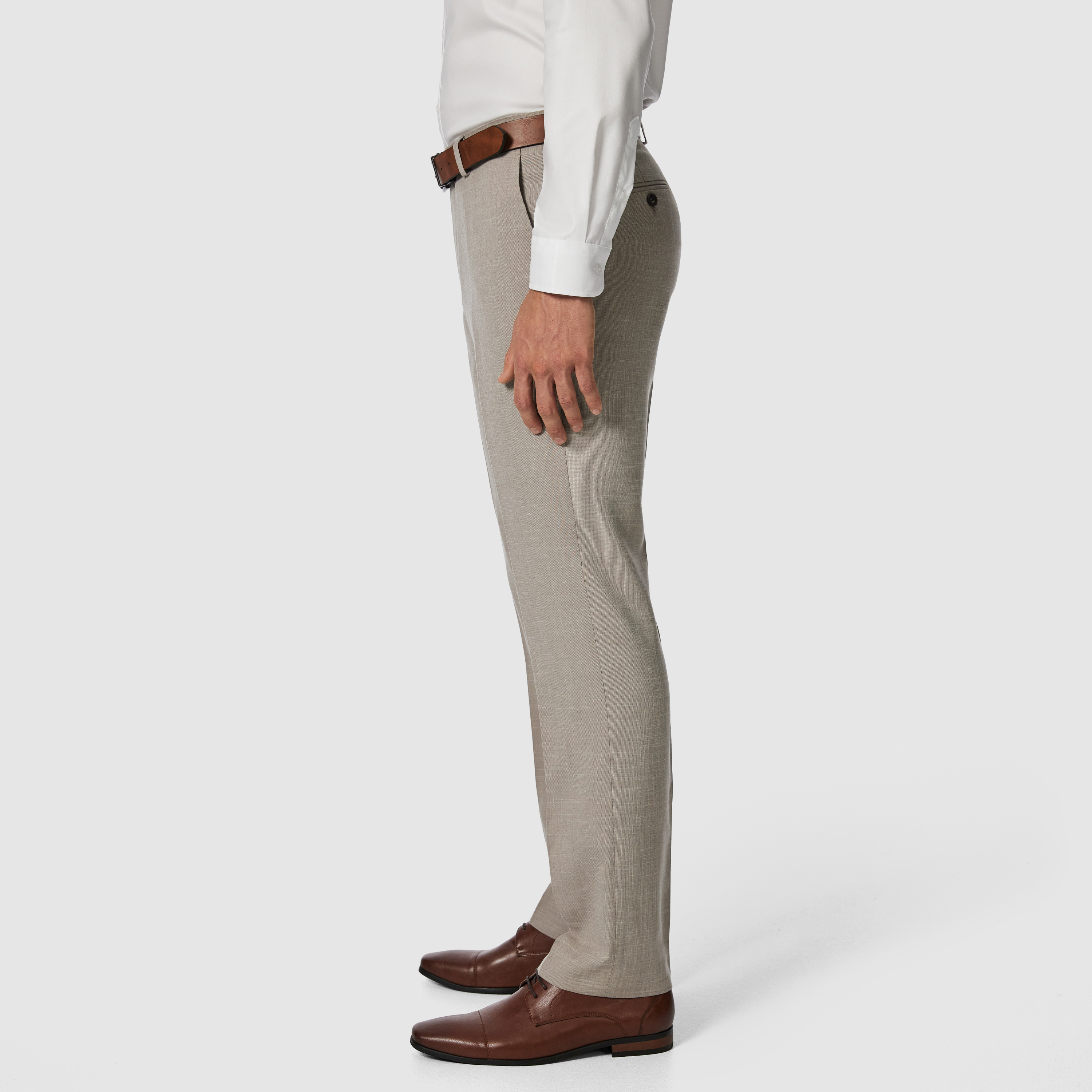 Taupe Weston Classic Textured Dress Pant