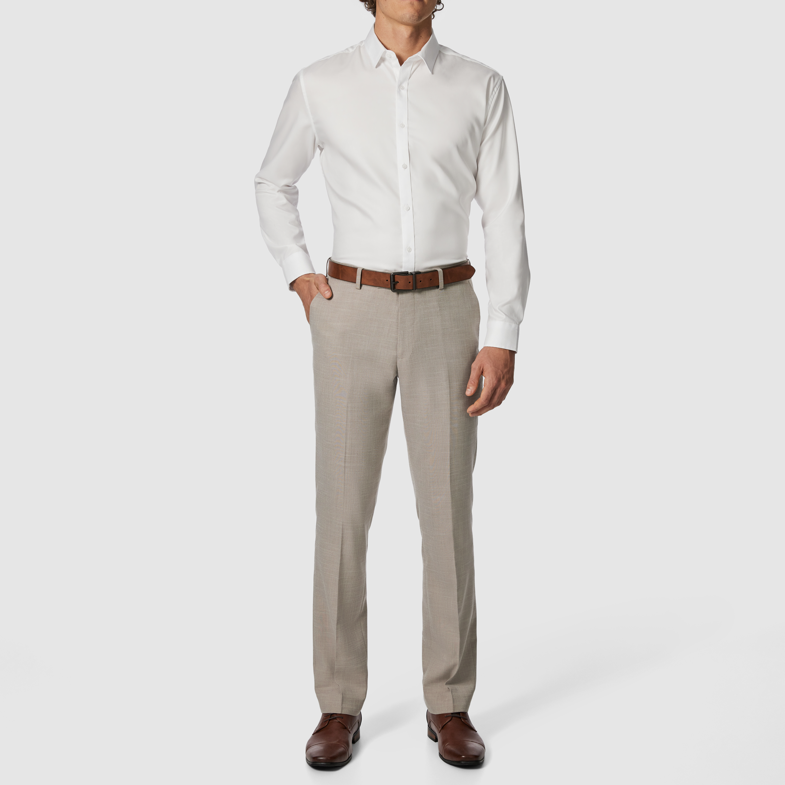 Taupe Weston Classic Textured Dress Pant