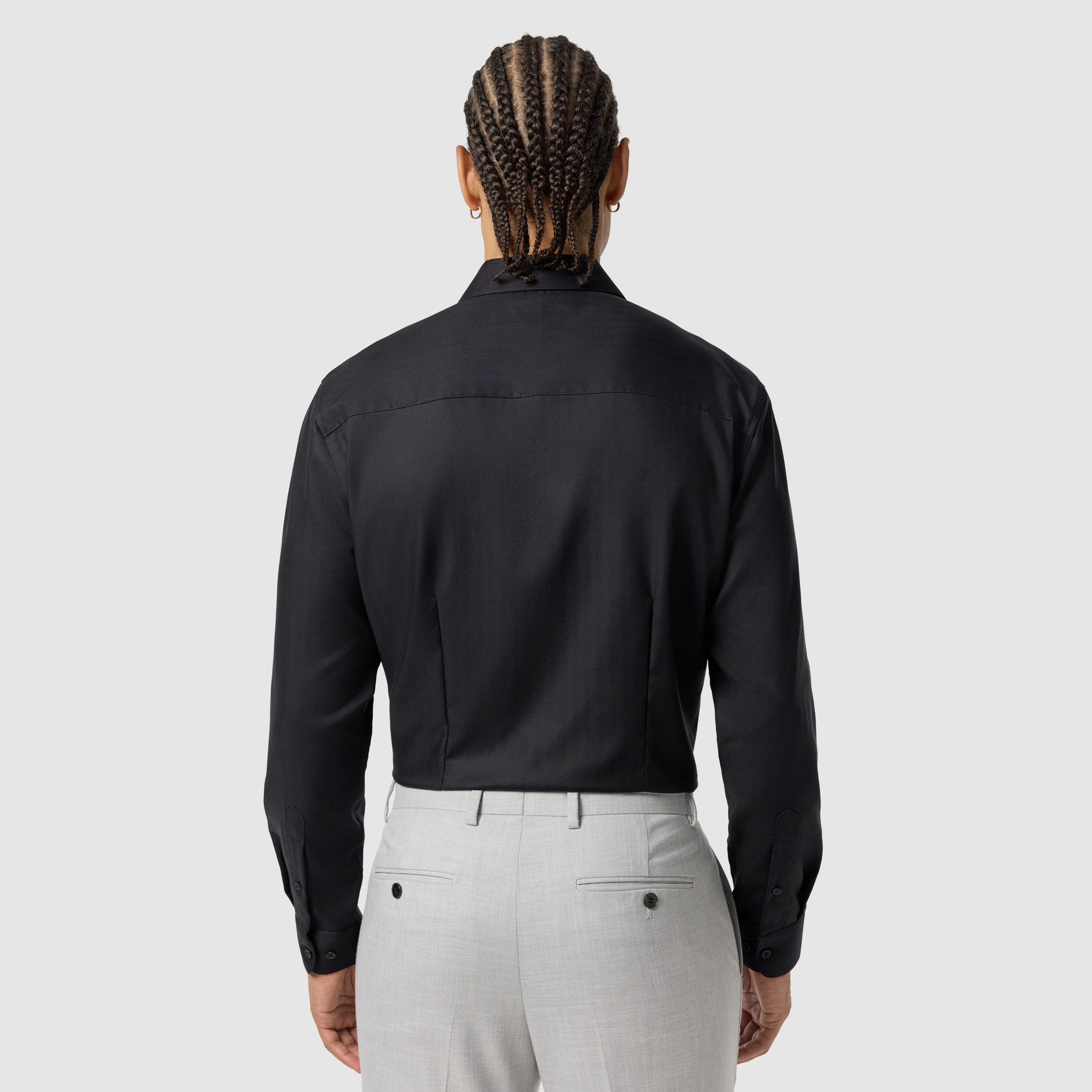 Black Lansel Slim Cotton Dress Shirt