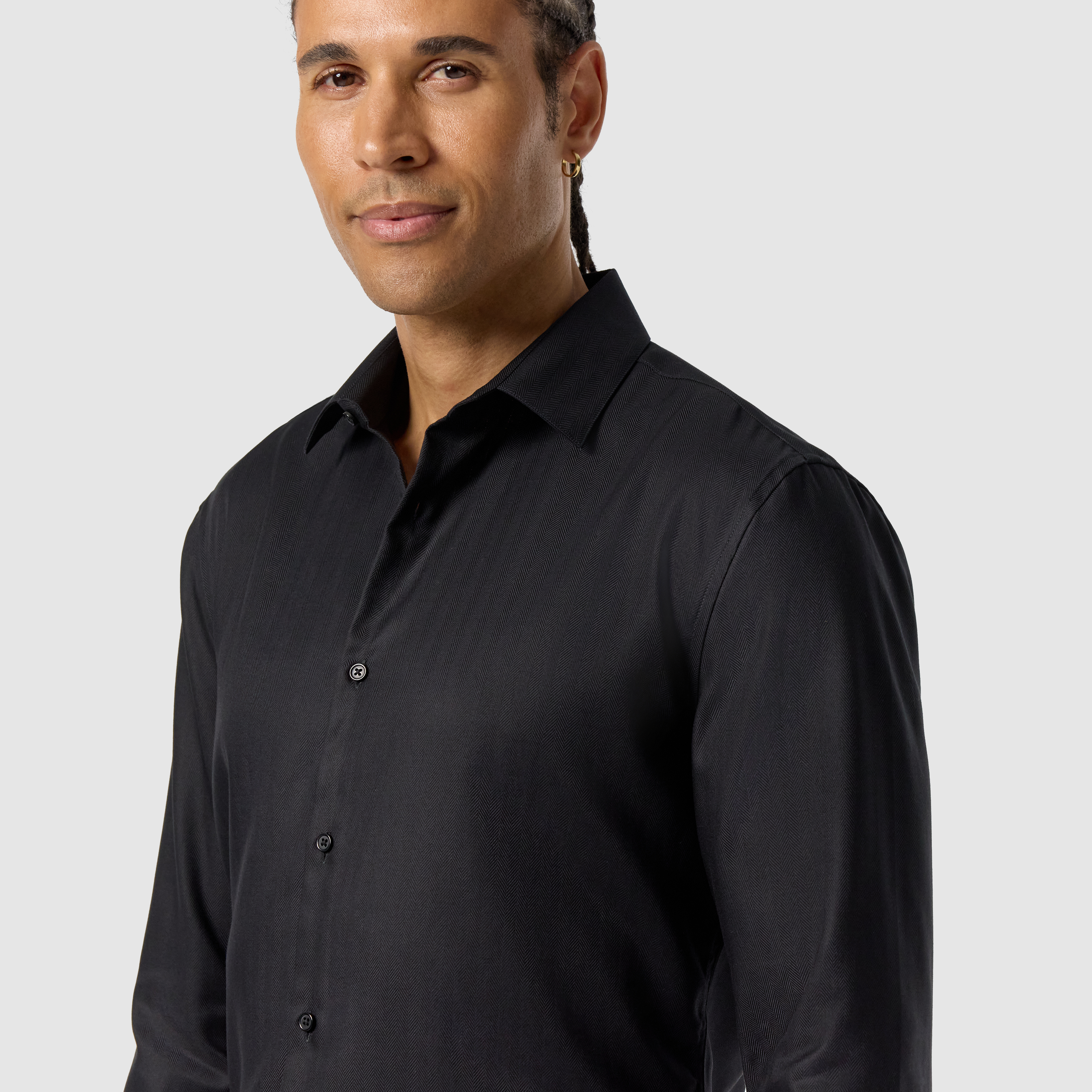 Black Lansel Slim Cotton Dress Shirt