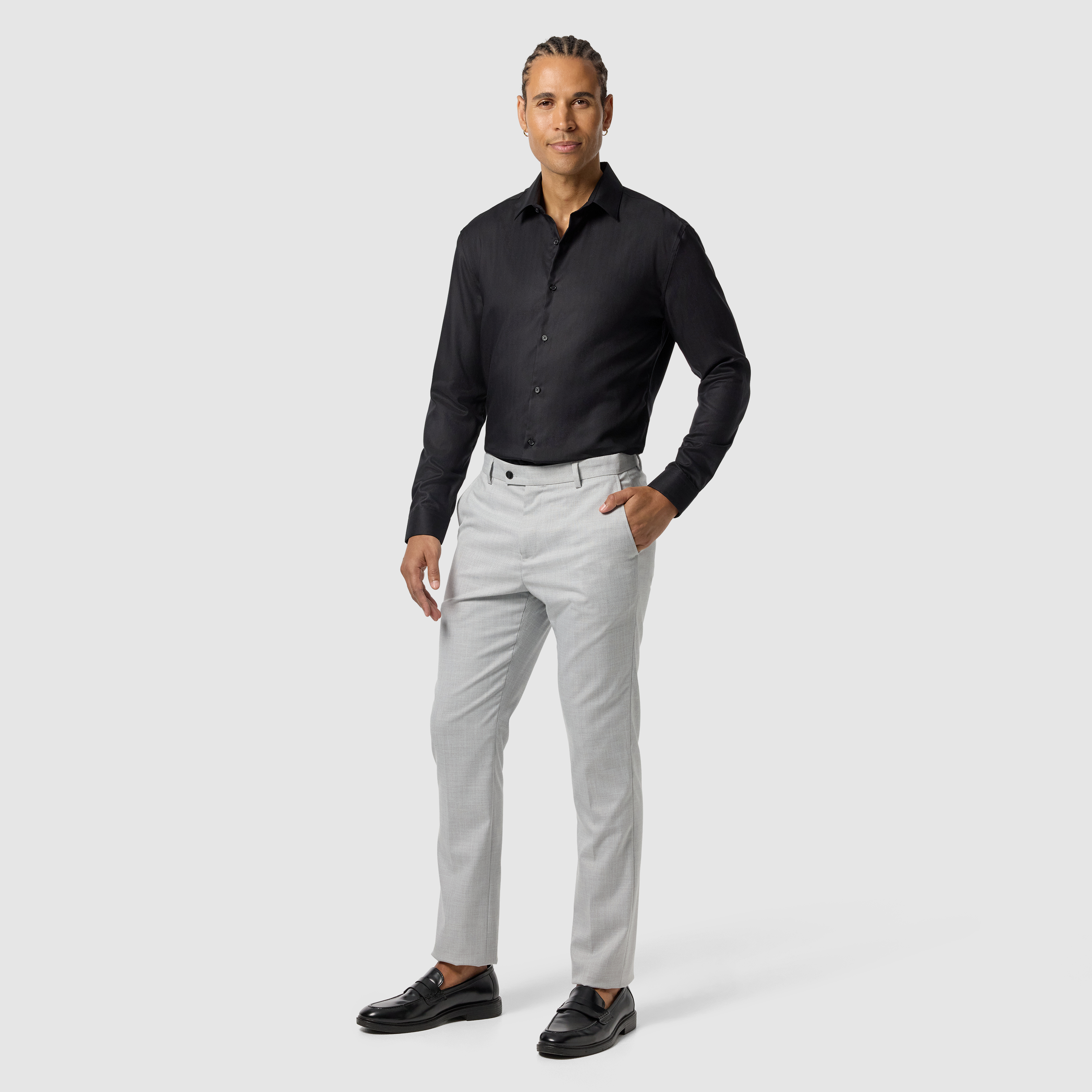 Black Lansel Slim Cotton Dress Shirt