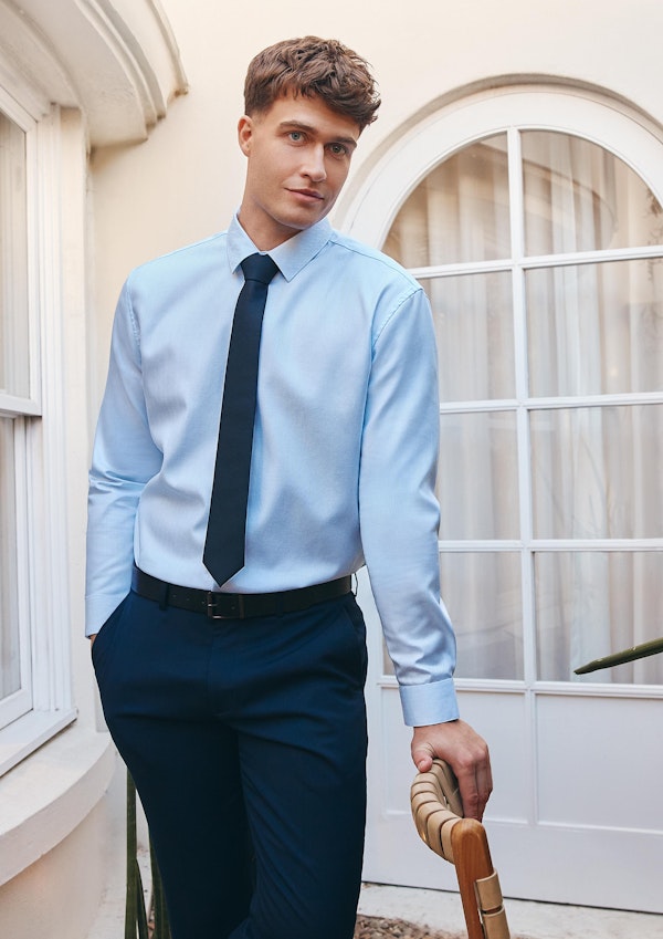 Light Blue Lansel Slim Cotton Dress Shirt