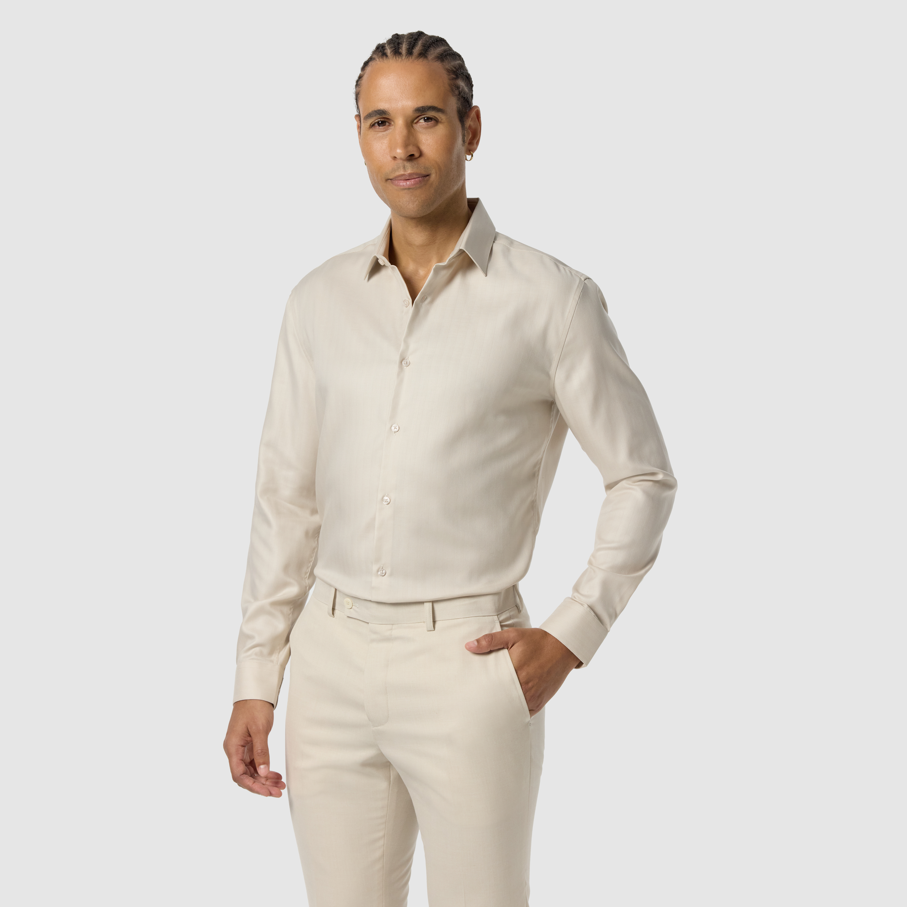 Stone Lansel Slim Cotton Dress Shirt