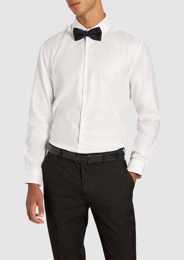 White Lansel Slim Cotton Dress Shirt