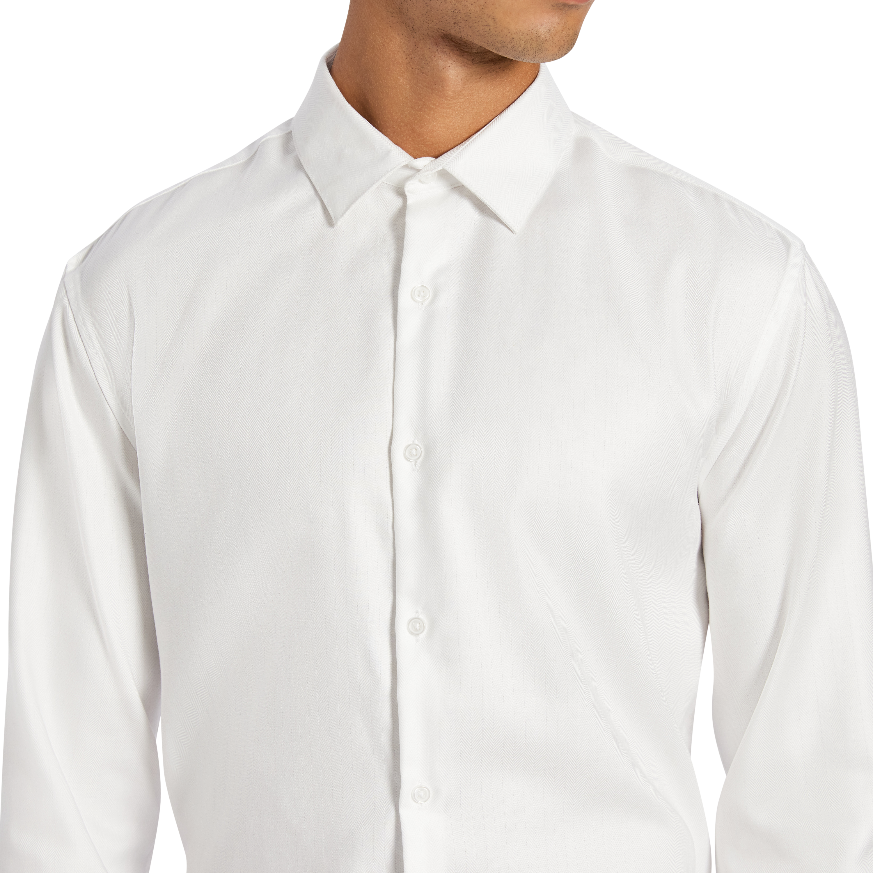 White Lansel Slim Cotton Dress Shirt