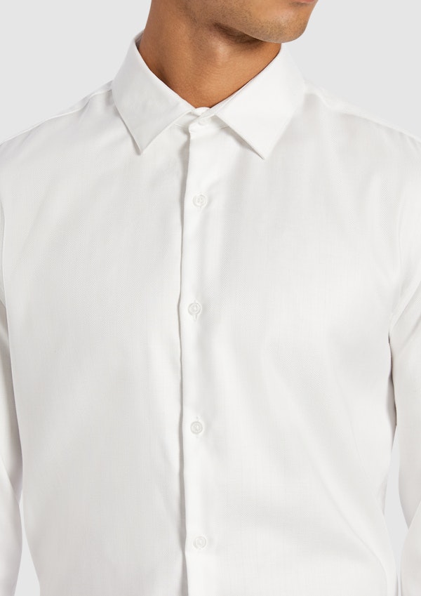 White Lansel Slim Cotton Dress Shirt