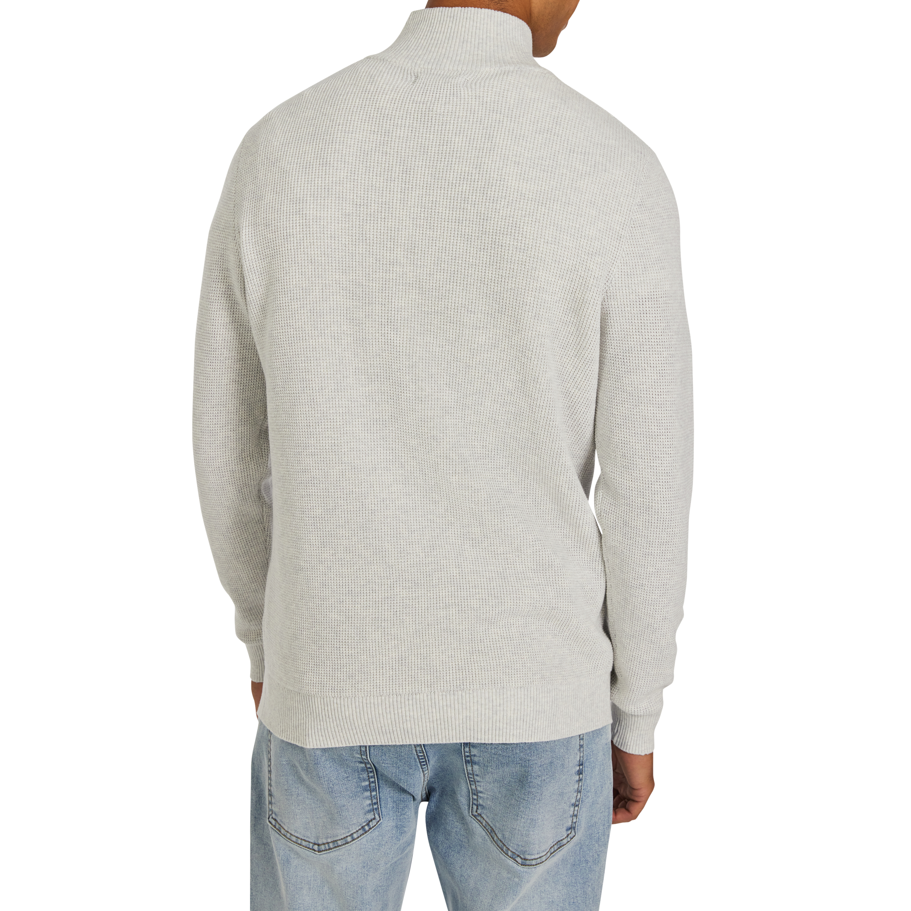 Ice Grey Palma Cotton Quarter Zip Knit