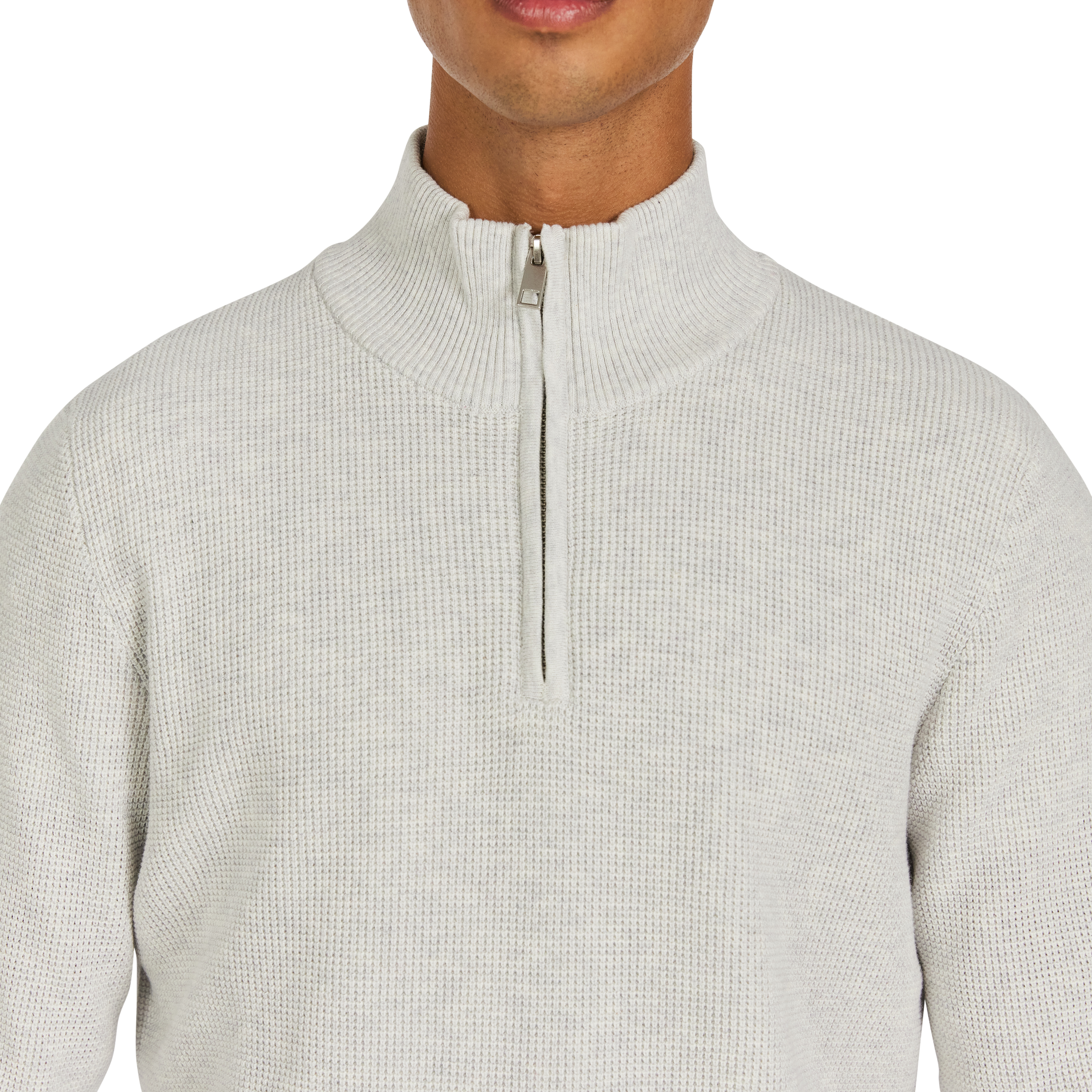 Ice Grey Palma Cotton Quarter Zip Knit