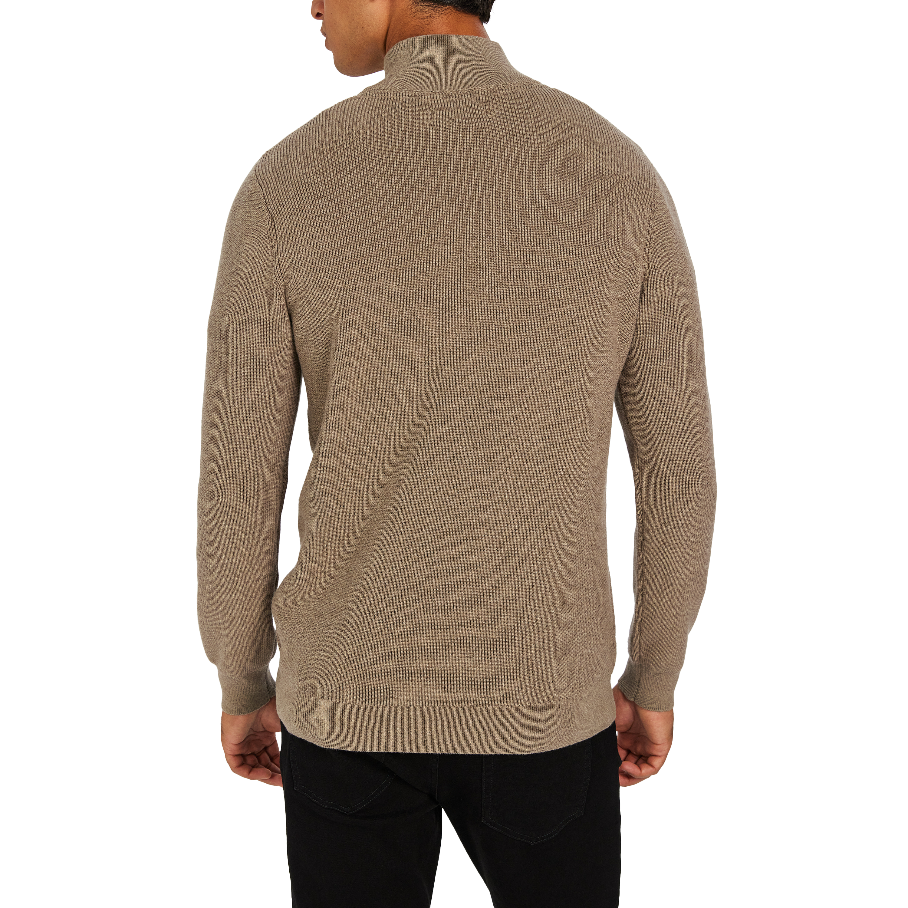 Light Brown Oberon Cotton Blend Quarter Zip Knit