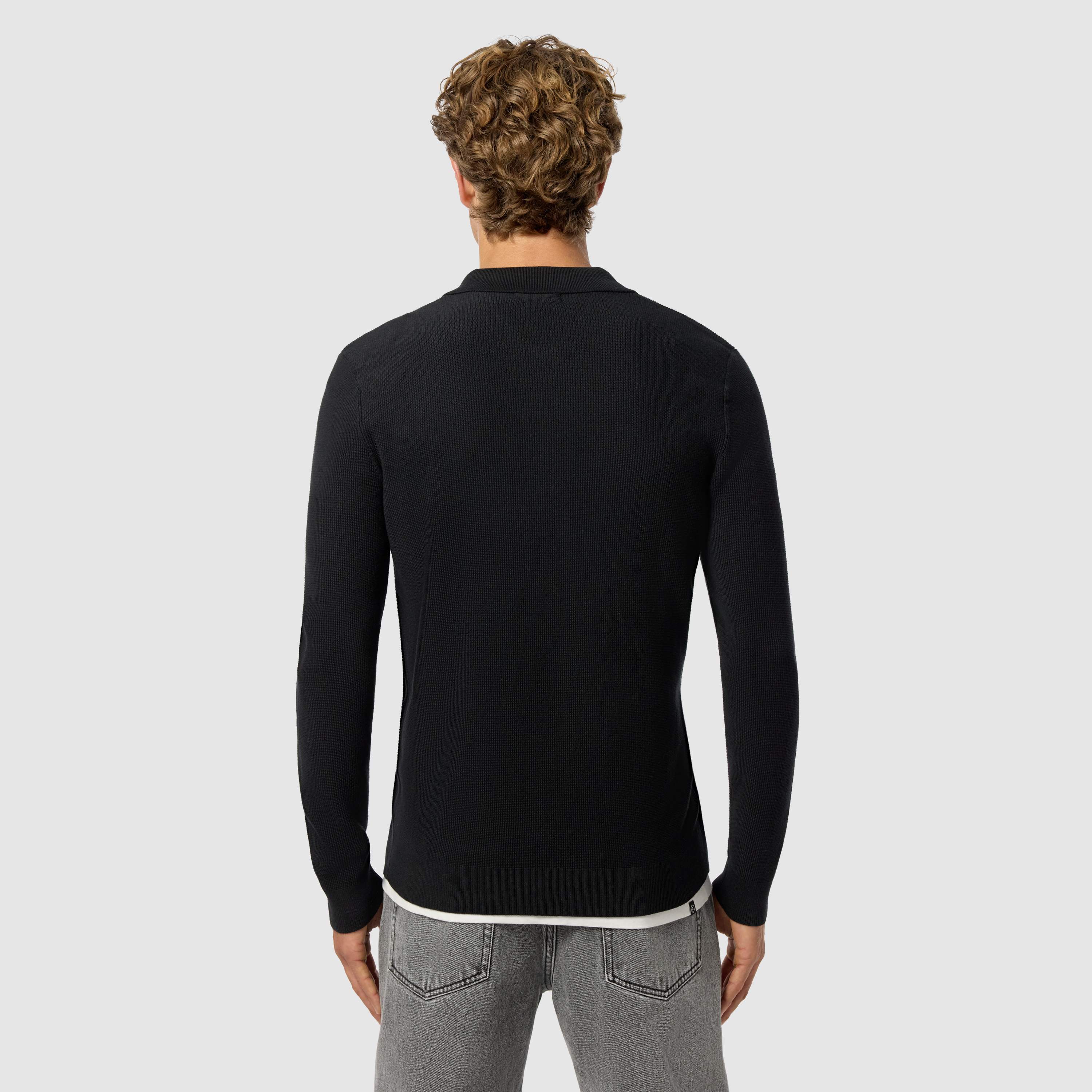 Black Traffic Cotton Quarter Zip Knit Polo
