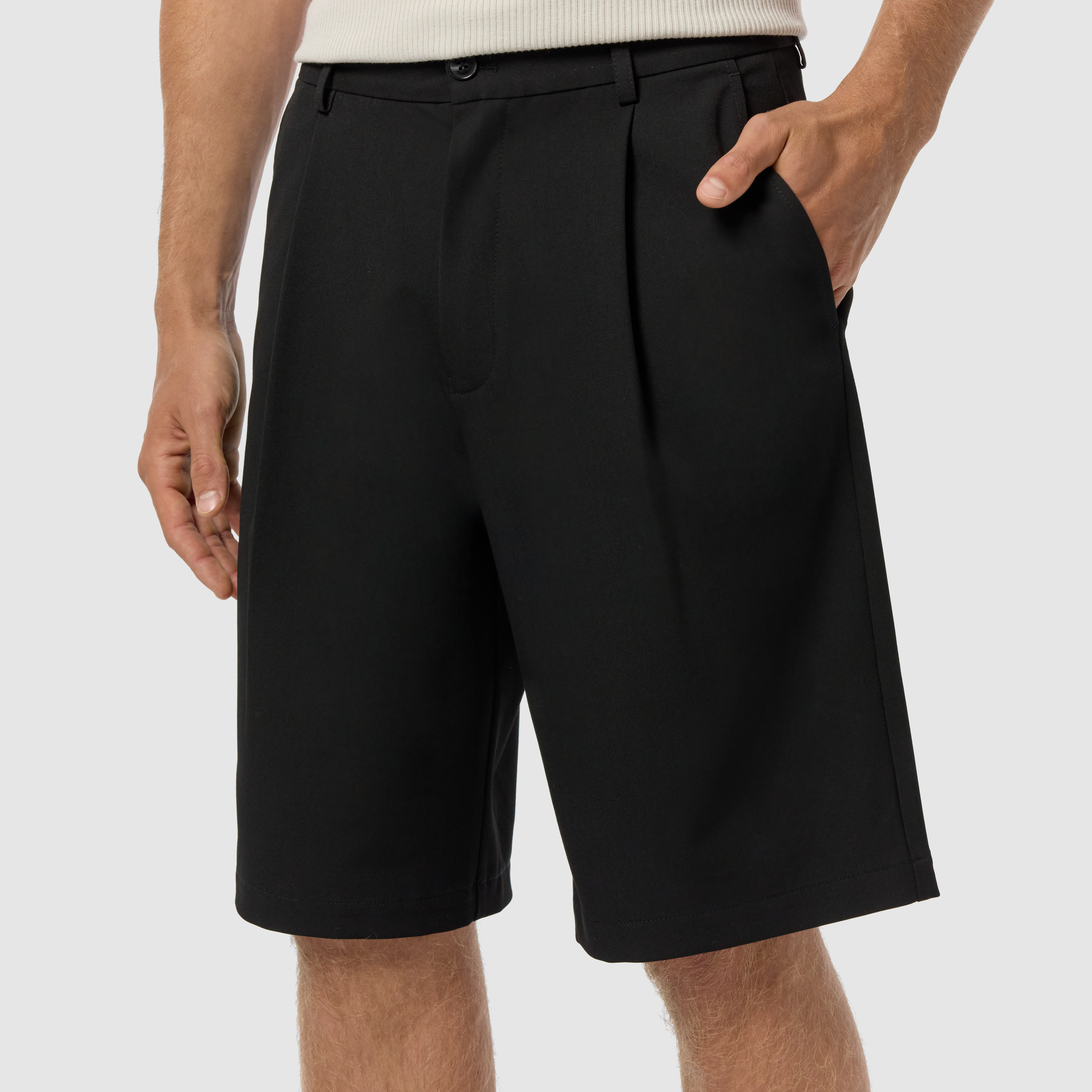 Black Hendon Relaxed Pleat Front Short