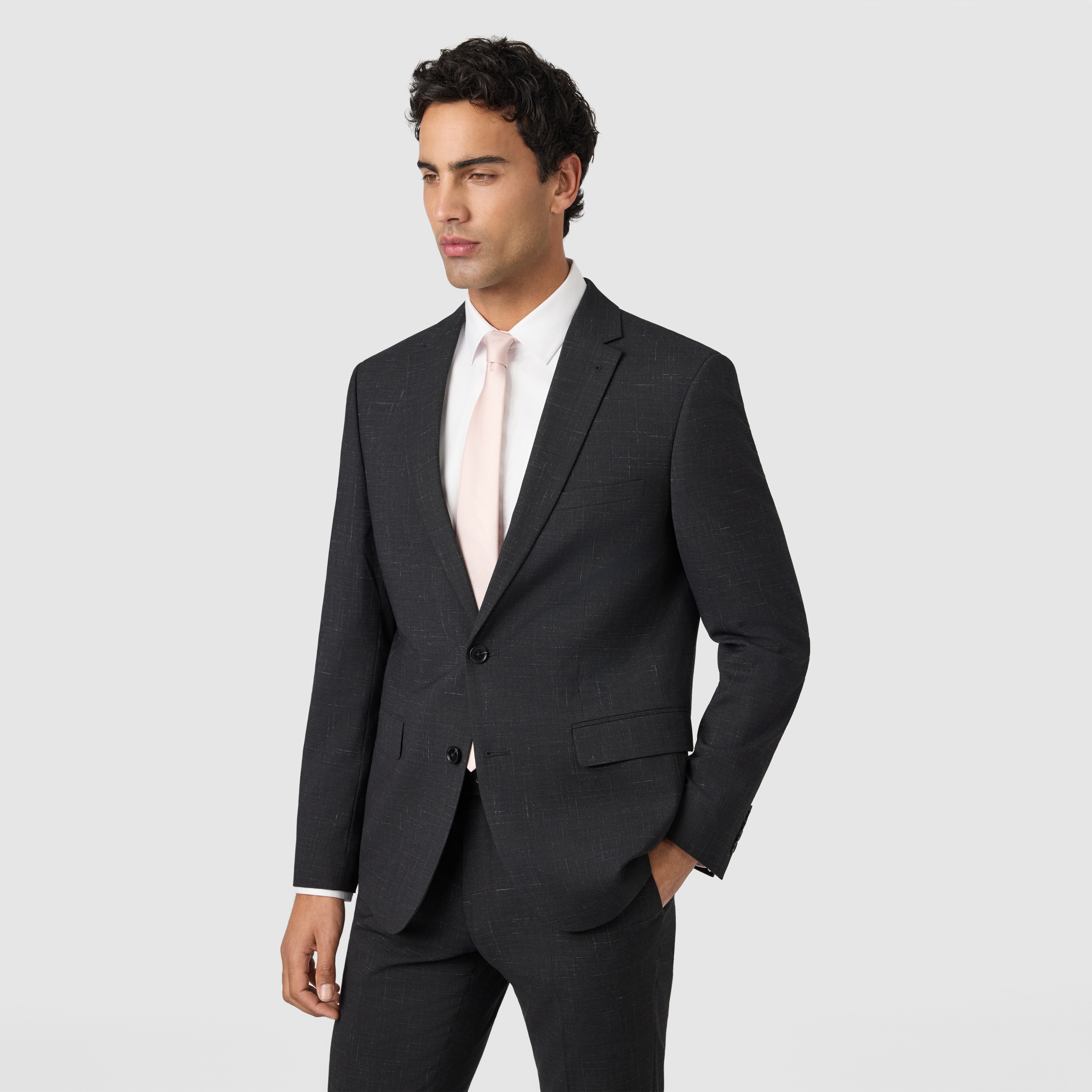 Black Cromwell Slim Stretch Textured Suit Jacket