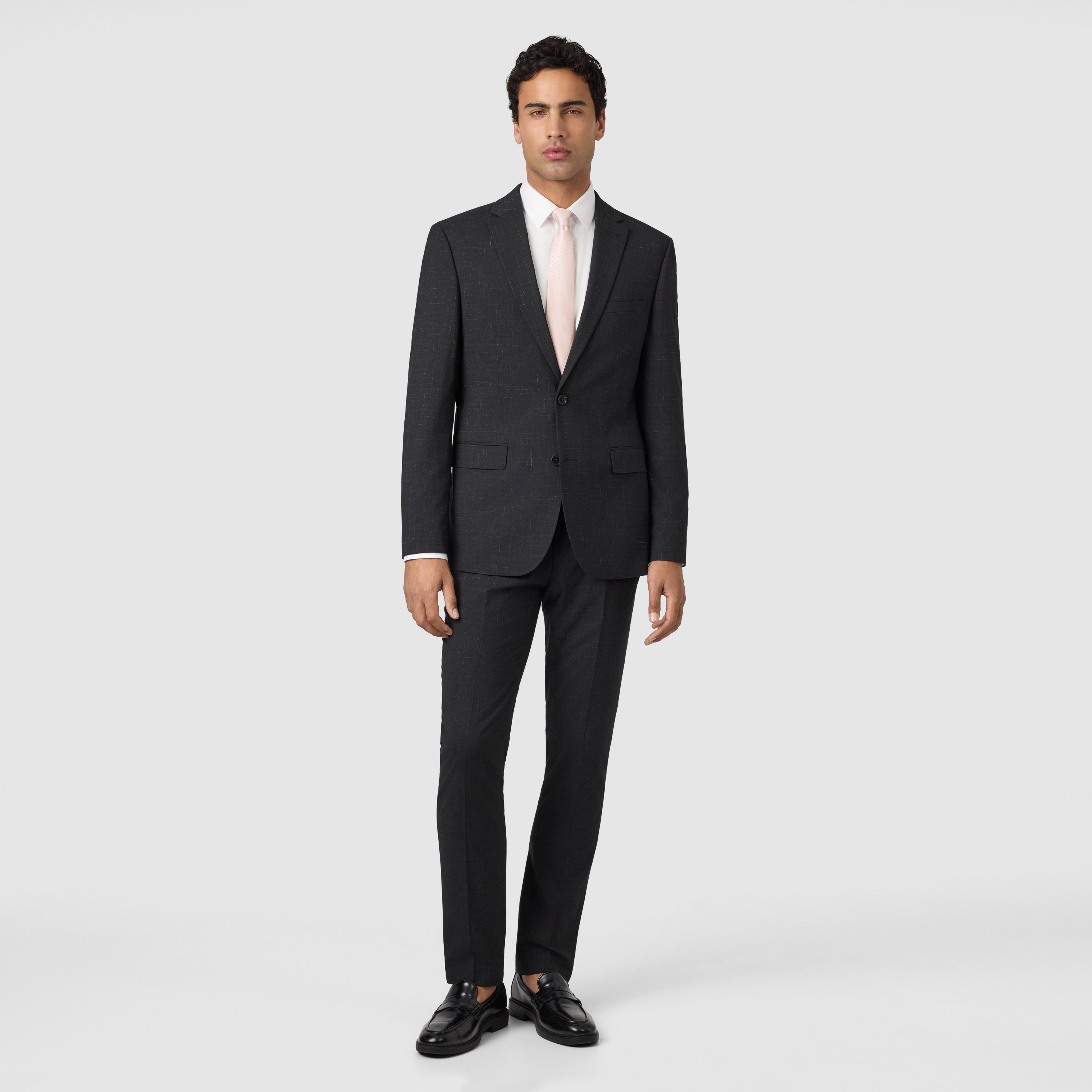 Black Cromwell Slim Stretch Textured Suit Jacket