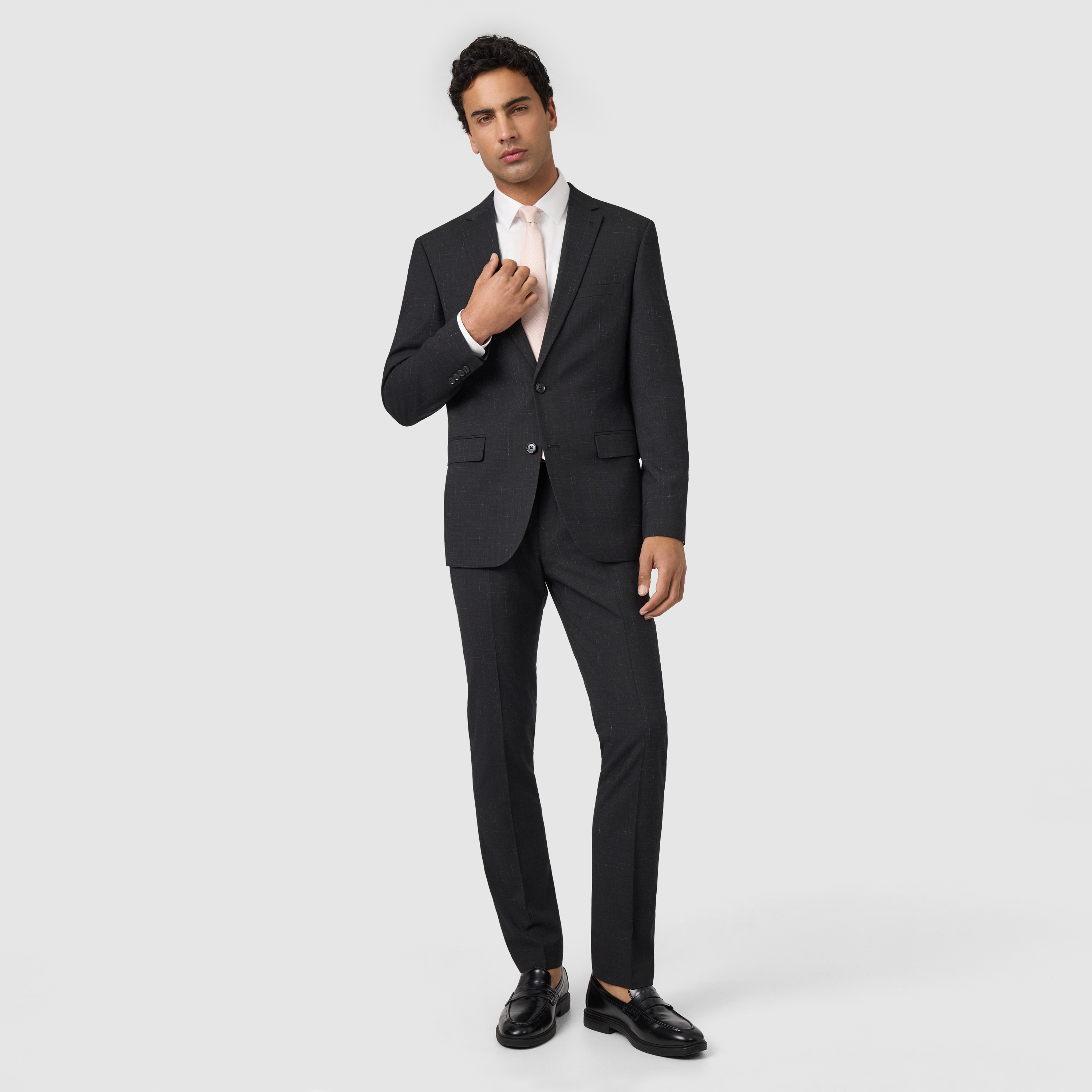 Black Cromwell Slim Stretch Textured Suit Jacket