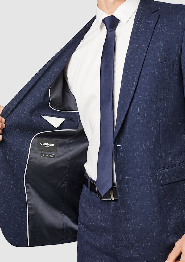 Navy Cromwell Slim Stretch Textured Suit Jacket