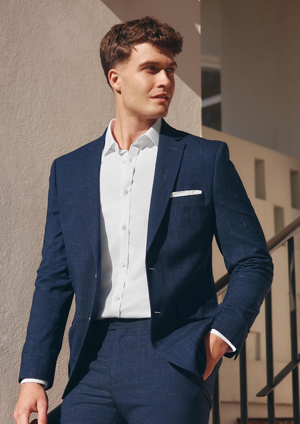 Navy Cromwell Slim Stretch Textured Suit Jacket