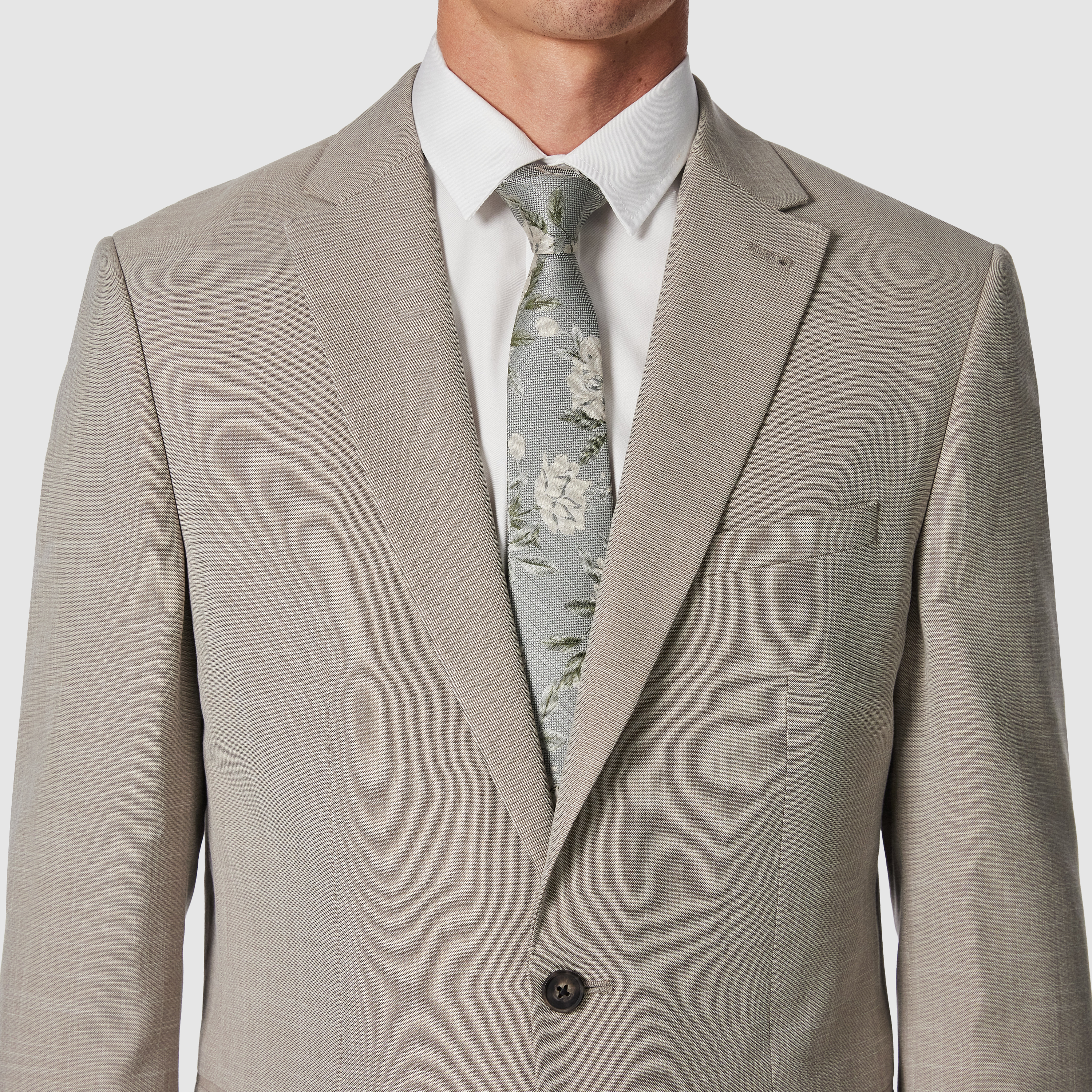 Taupe Weston Classic Stretch Textured Suit Jacket
