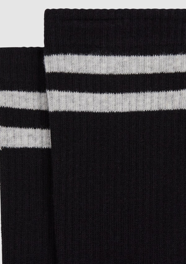 Black Stripe Rib Sock