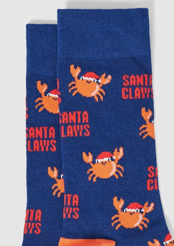 Navy Christmas Claws Sock