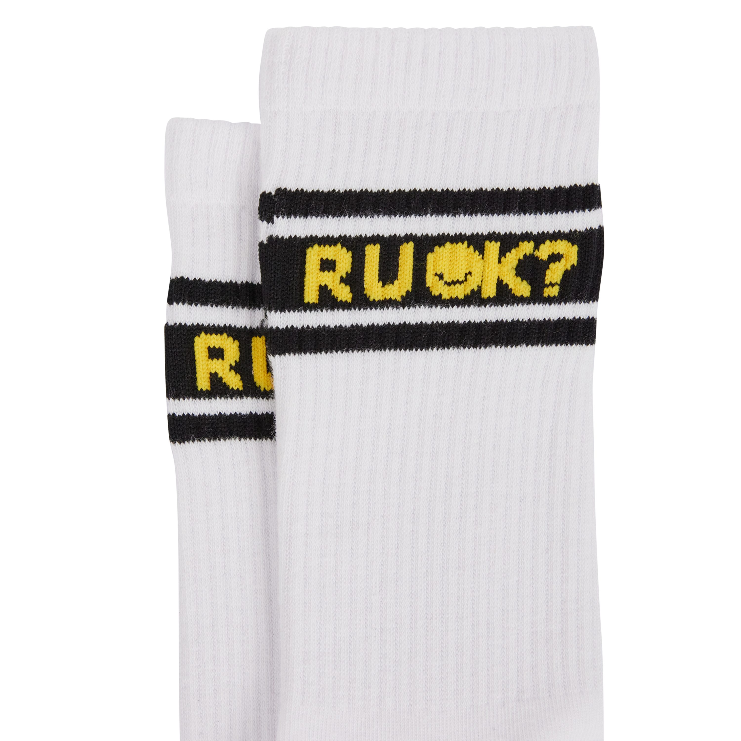 White R U Ok Rib Sock