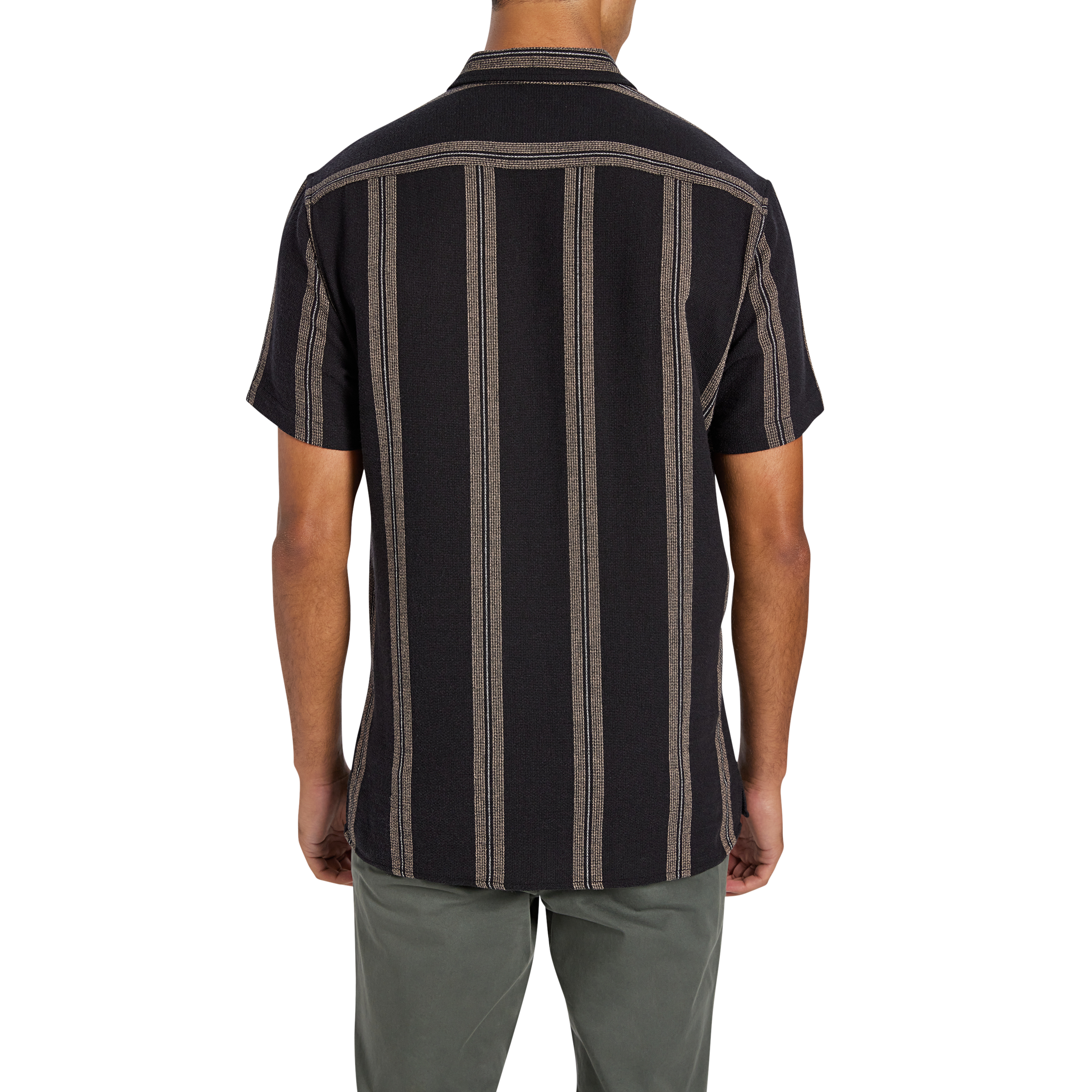 Black Caddy Stripe Textured Short Sleeve Shirt