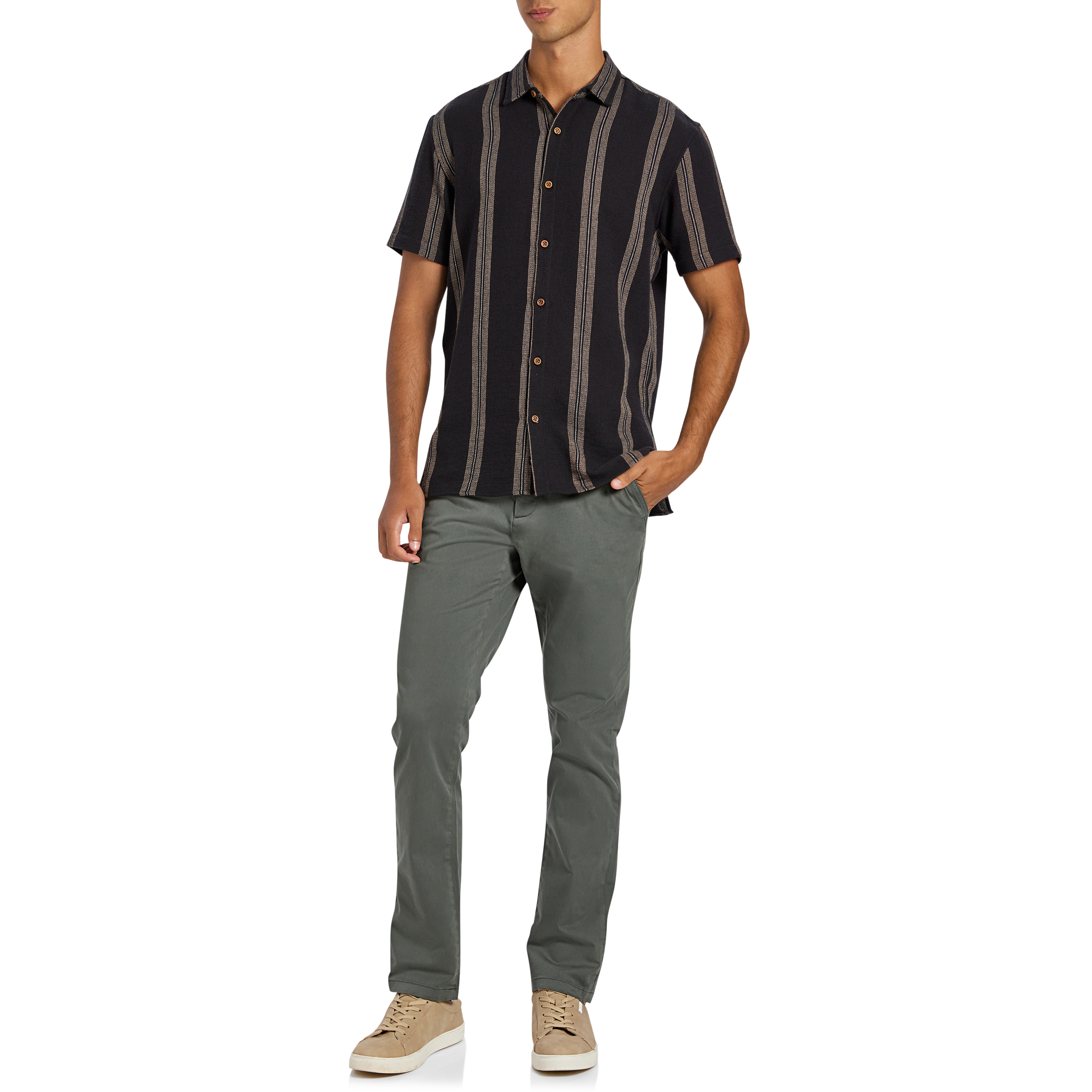 Black Caddy Stripe Textured Short Sleeve Shirt