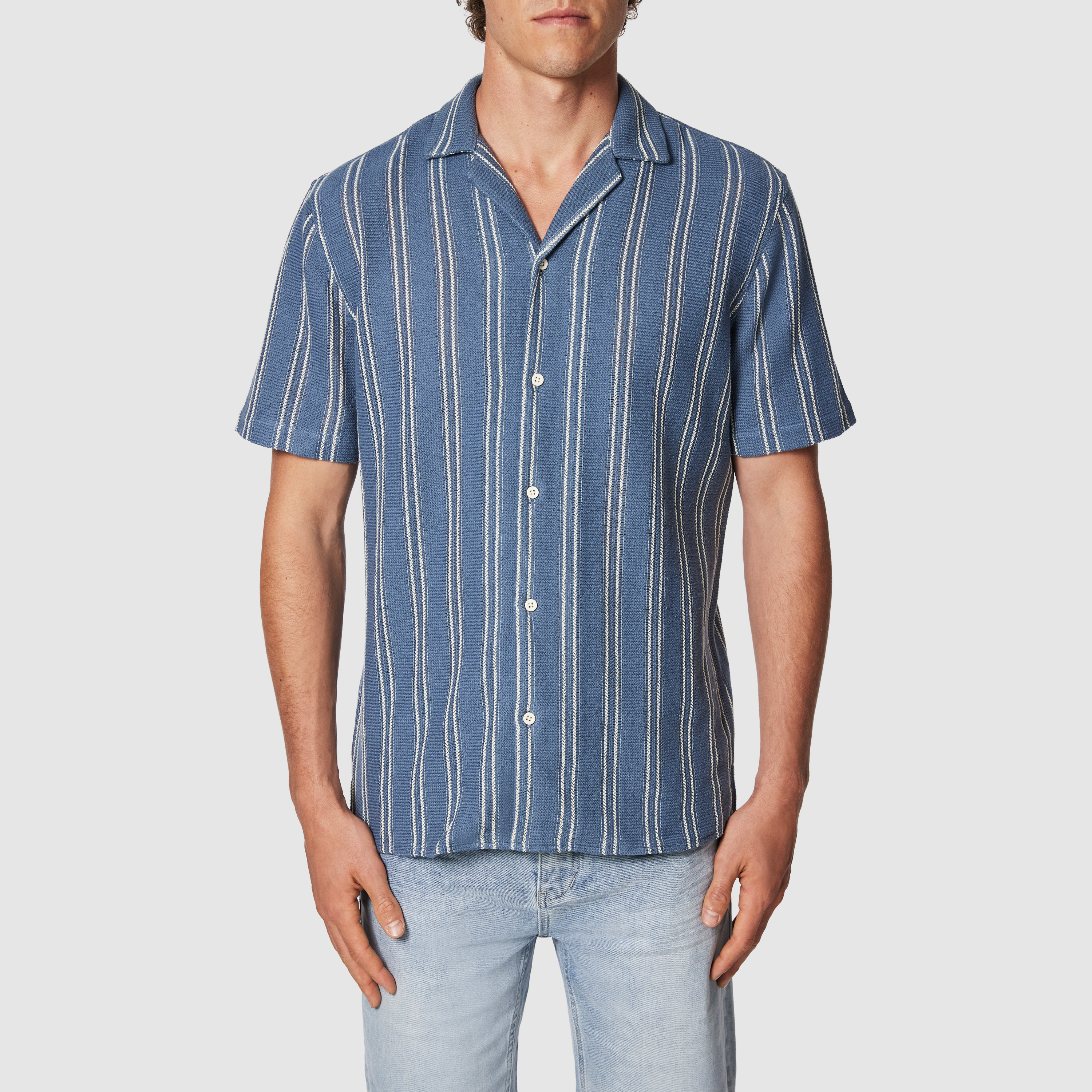 Totti Stripe Textured Short Sleeve Shirt