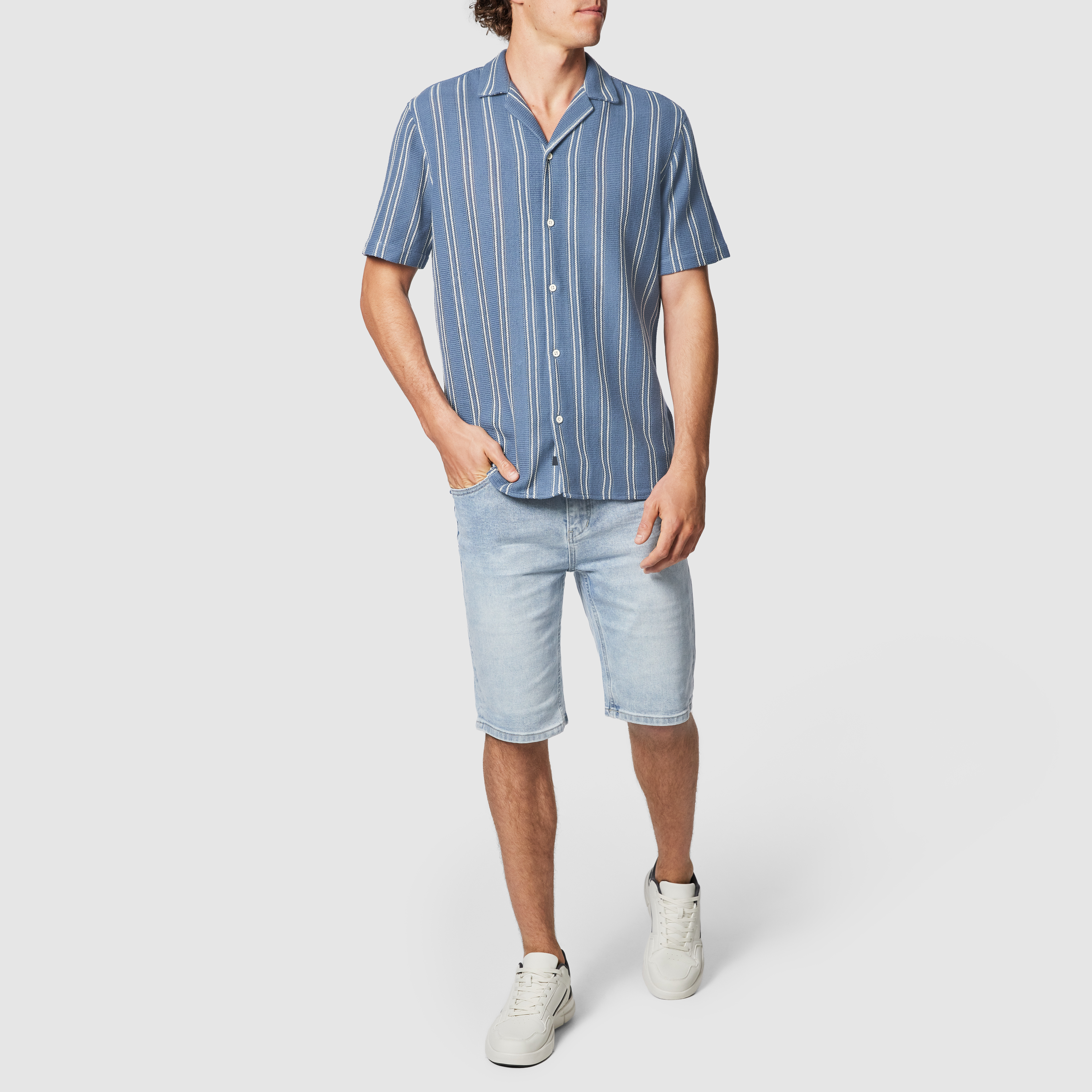 Totti Stripe Textured Short Sleeve Shirt