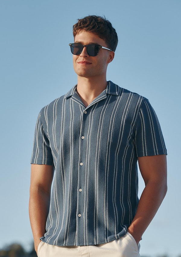 Totti Stripe Textured Short Sleeve Shirt