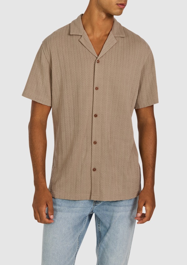 Camel Bromley Stretch Knitted Short Sleeve Shirt