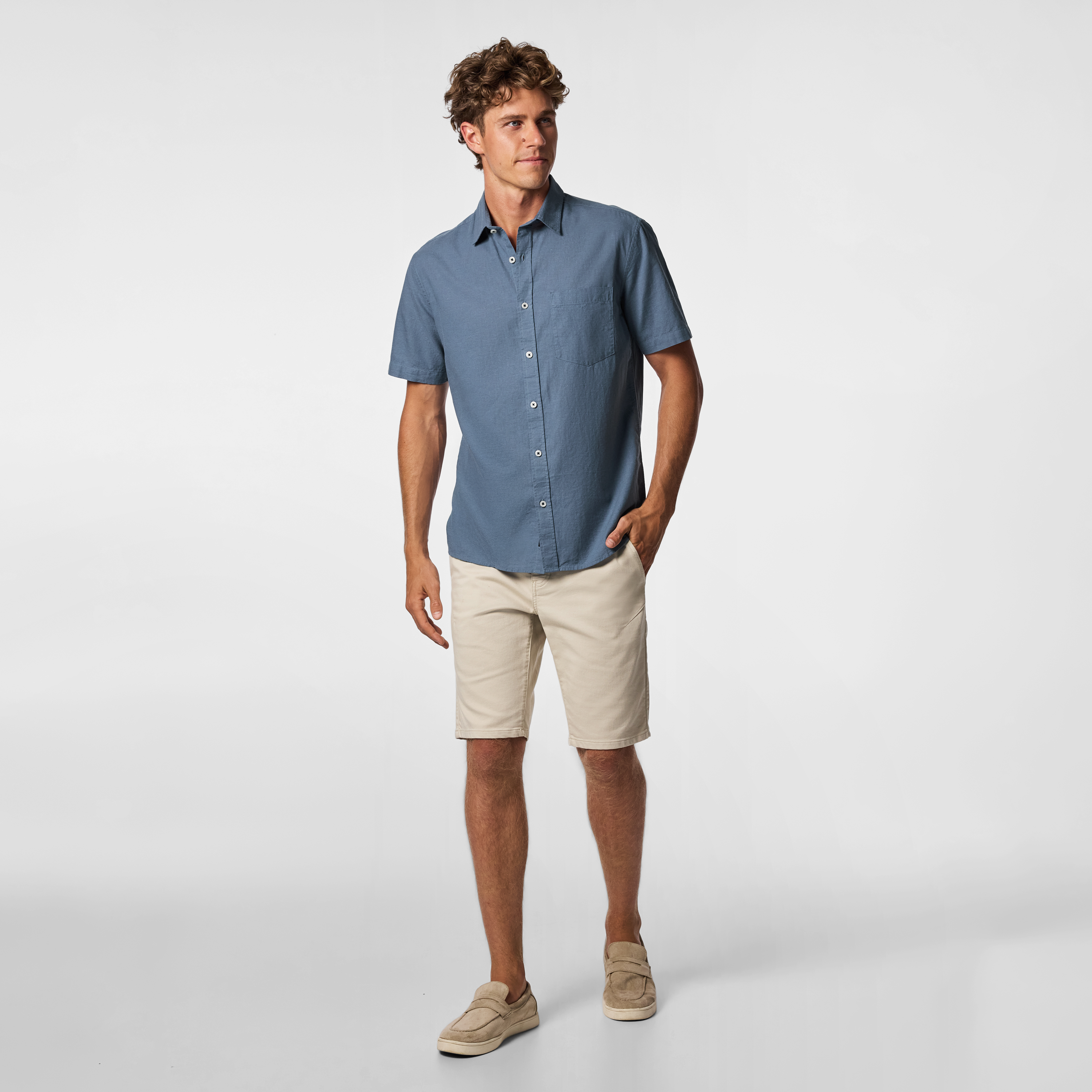 Ridge Cotton Linen Short Sleeve Shirt